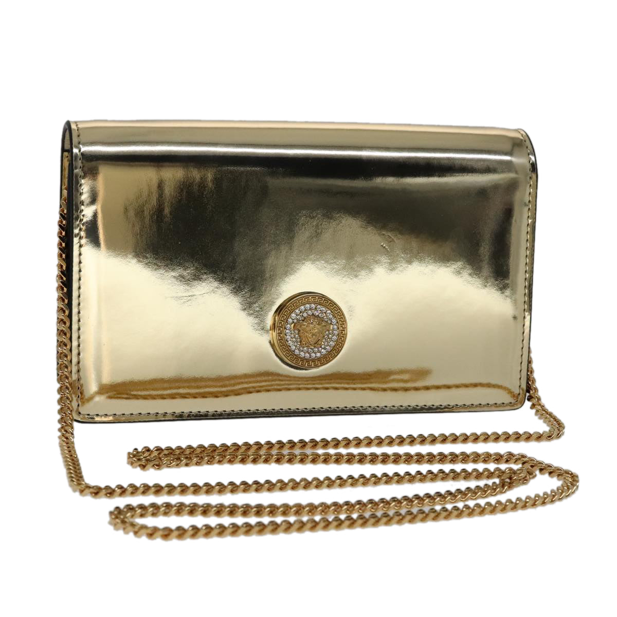 Versace Medusa Gold Patent Leather Shoulder Bag (Pre-Owned)