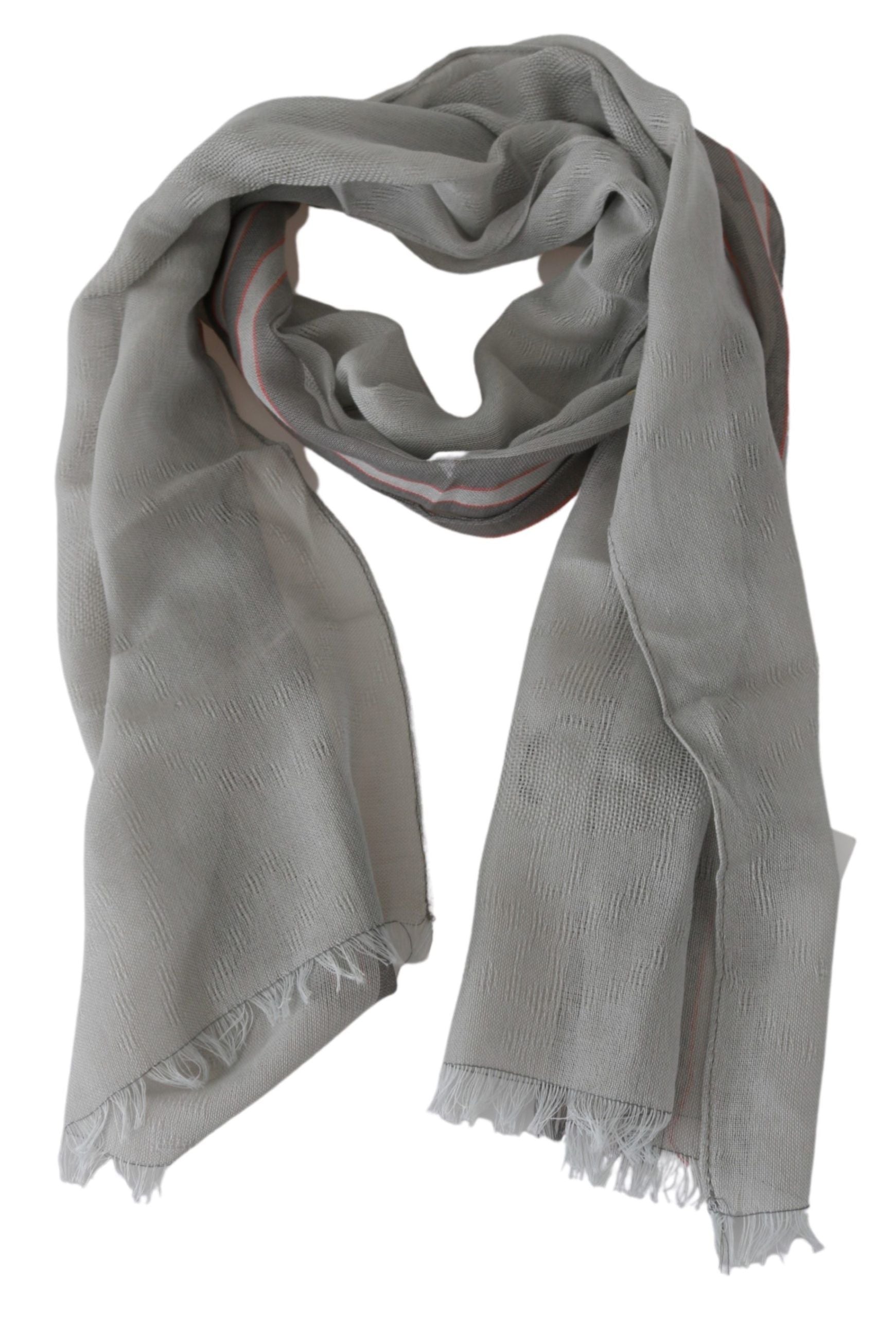 Costume National Gray Fringe Neck Wrap Cotton Men Scarf