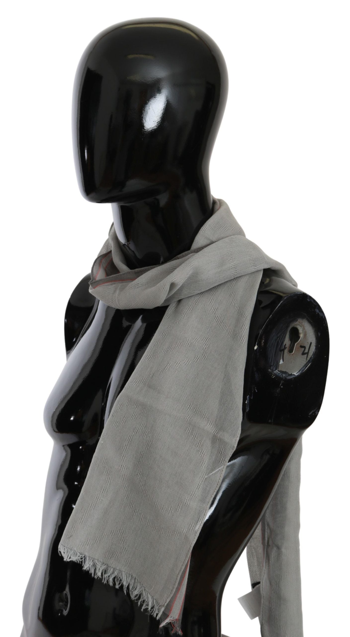 Costume National Gray Fringe Neck Wrap Cotton Men Scarf