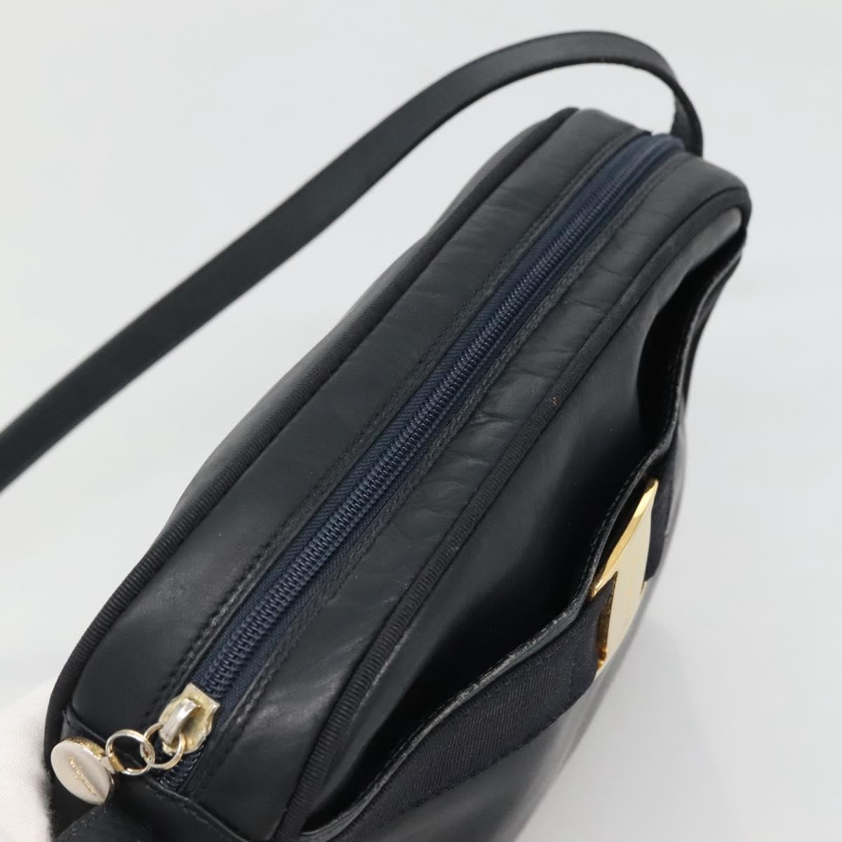 Salvatore Ferragamo Vara Bow Camera Leather Navy Leather Shoulder Bag Bag (Pre-Owned)