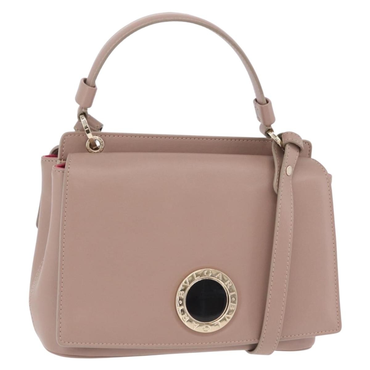 Bvlgari Signature Top Handle Leather Beige Leather Handbag (Pre-Owned)