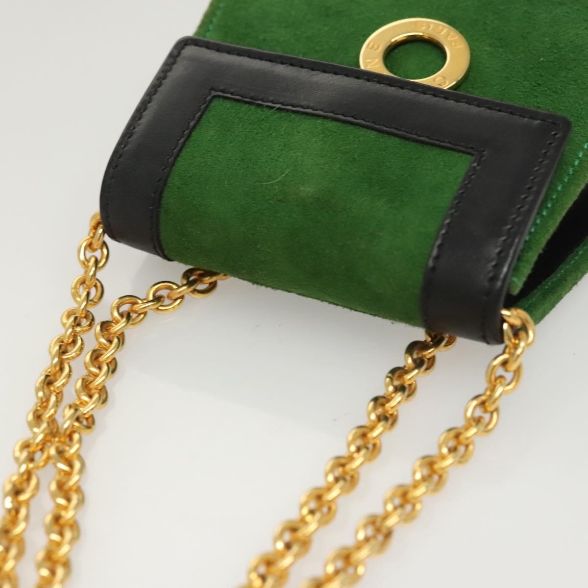 Celine Circle Logo Suede Green Suede Clutche & Pouche Bag (Pre-Owned)