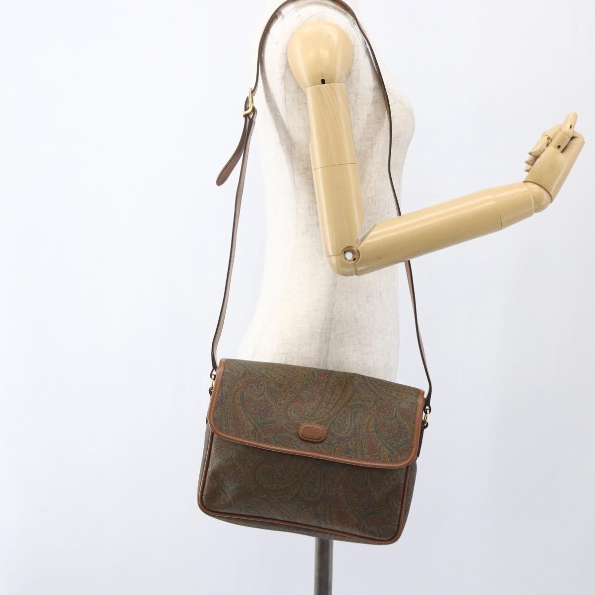 Valentino Garavani Vintage Canvas And Leather Brown Canvas Shoulder Bag Bag (Pre-Owned)