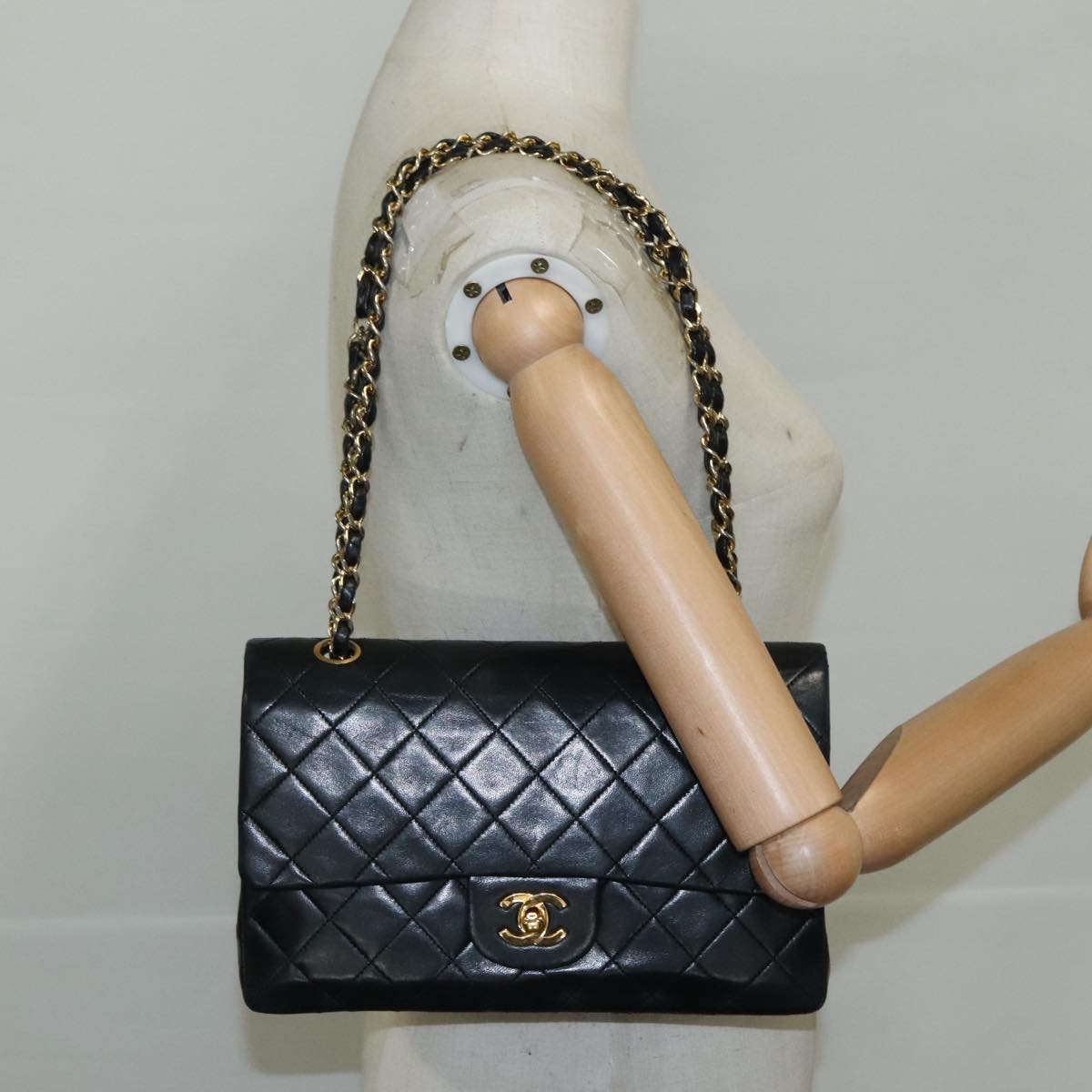Chanel Timeless Black Leather Shoulder Bag (Pre-Owned)