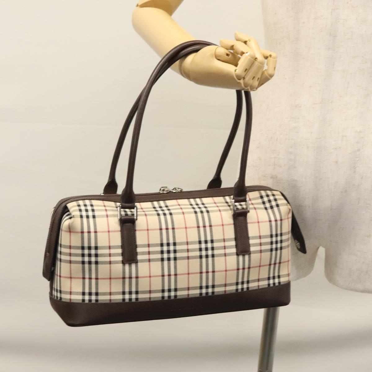 Burberry Nova Check Beige Canvas Handbag (Pre-Owned)