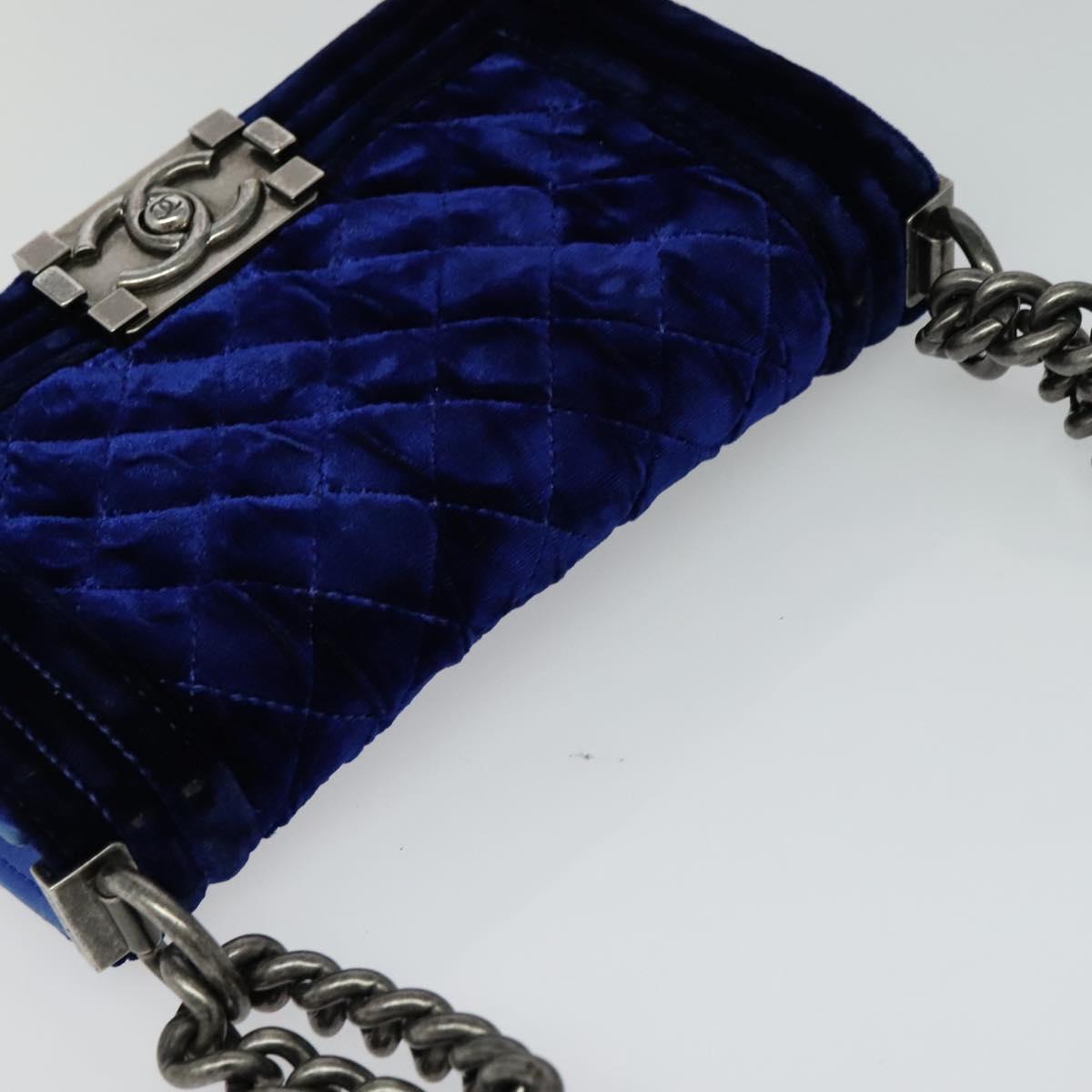 Chanel Boy Blue Velvet Shoulder Bag (Pre-Owned)