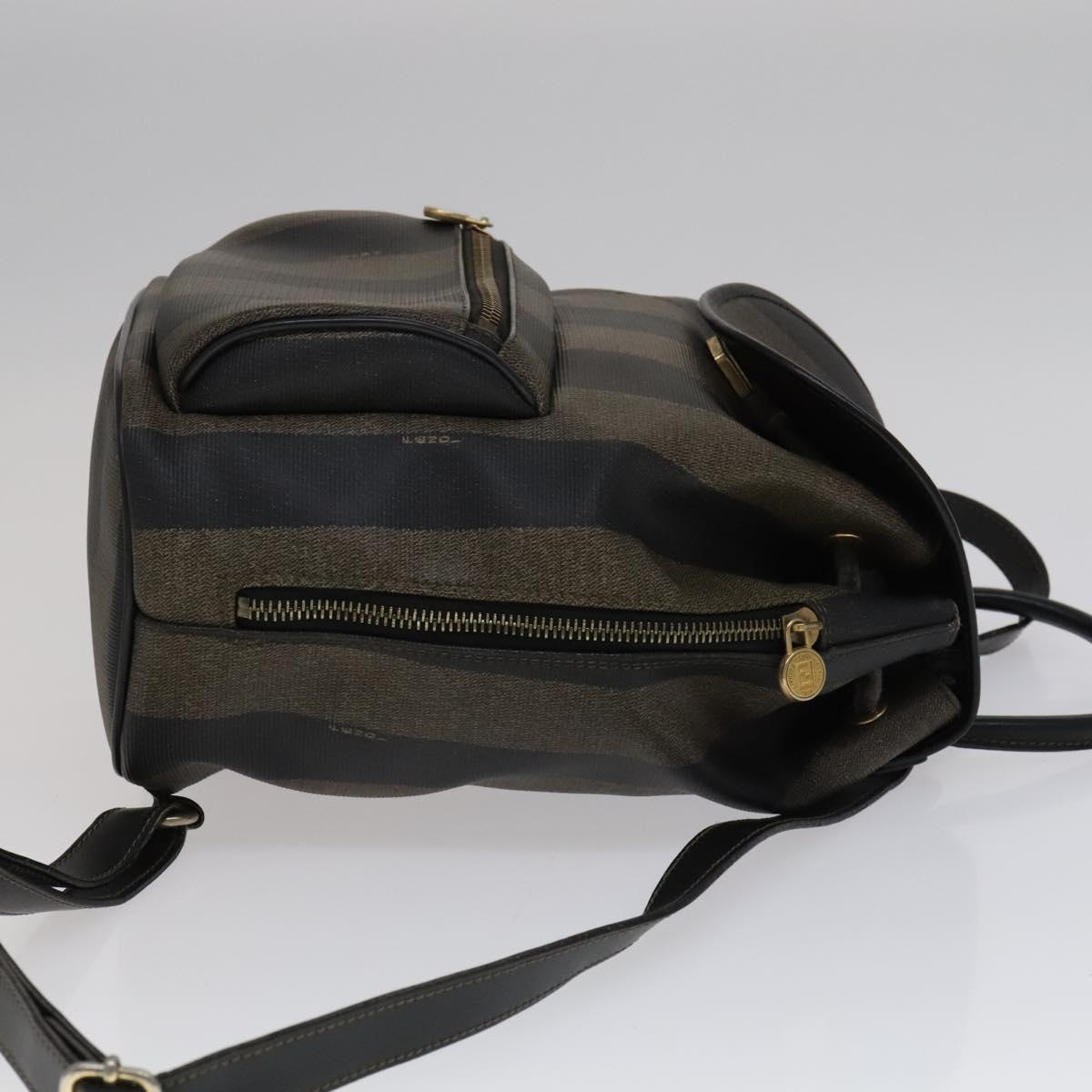 Fendi Pequin Brown Canvas Backpack Bag (Pre-Owned)