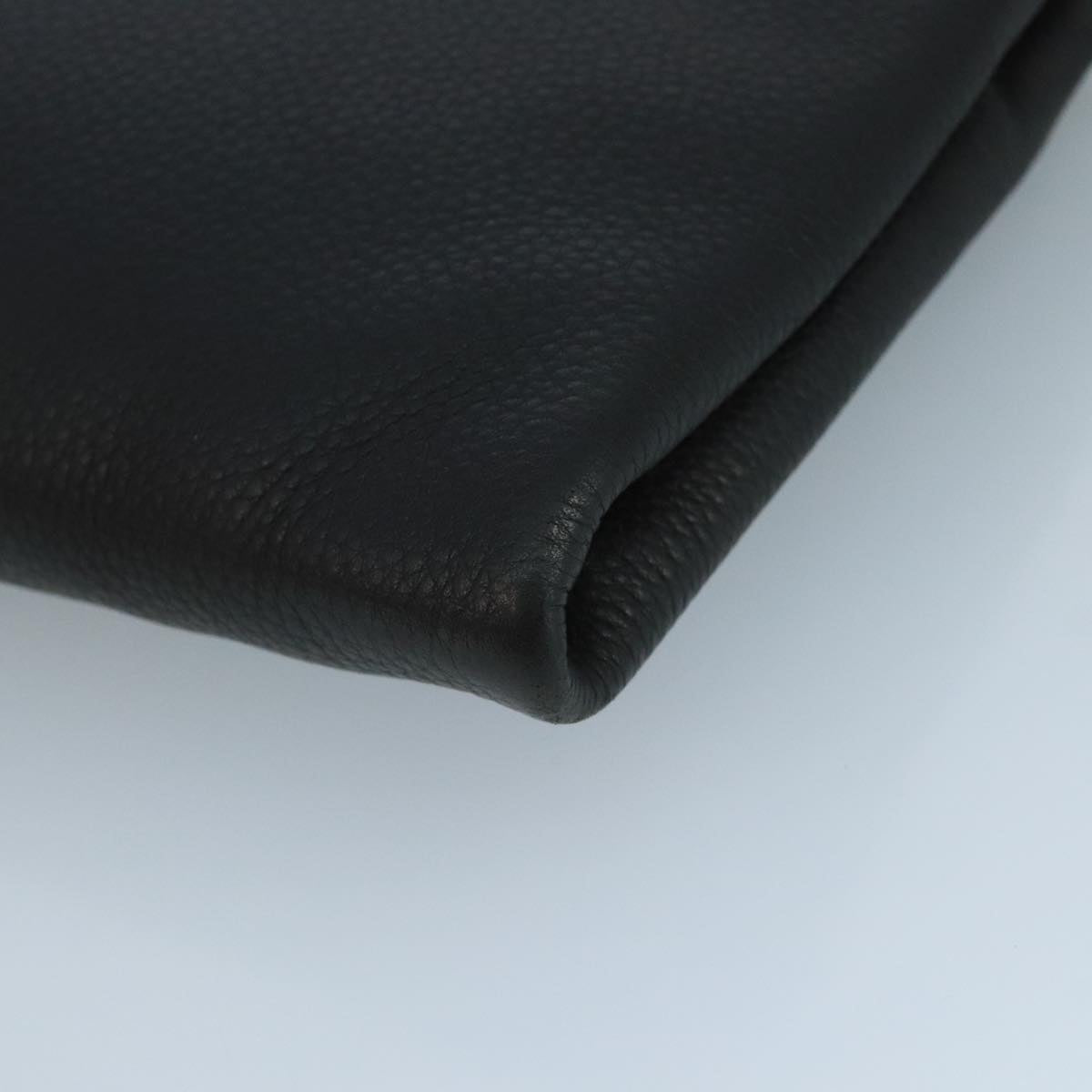 Prada Triangle Logo Black Leather Clutch Bag (Pre-Owned)