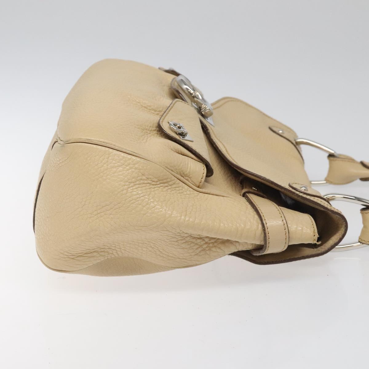 Salvatore Ferragamo Gancini Beige Leather Shoulder Bag (Pre-Owned)