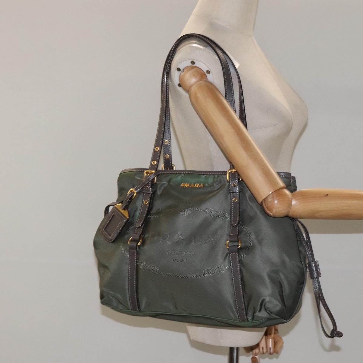 Prada Tessuto Khaki Nylon Tote Bag (Pre-Owned)