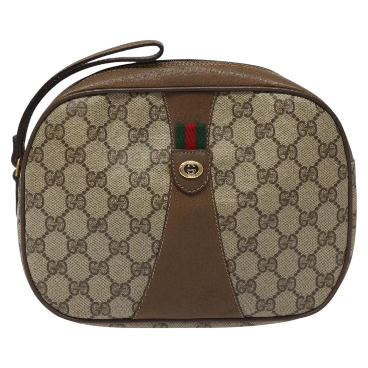 Gucci Ophidia Beige Canvas Clutch Bag (Pre-Owned)