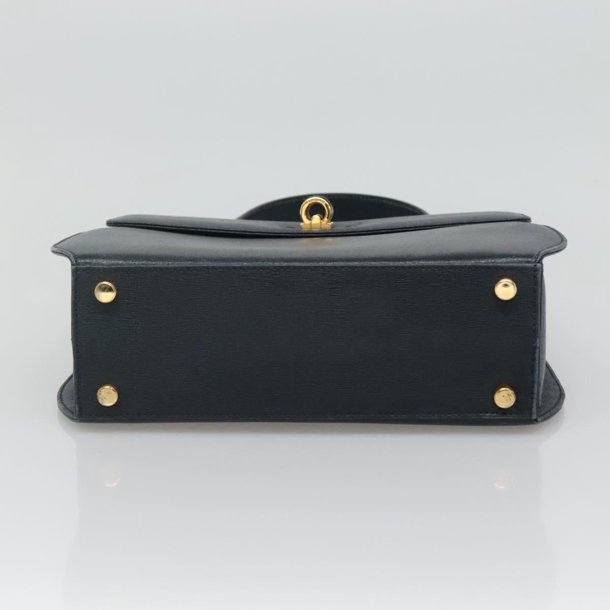 Salvatore Ferragamo Gancini Navy Leather Handbag (Pre-Owned)