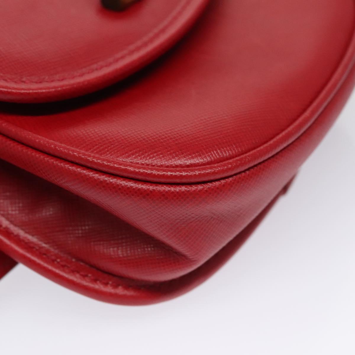 Gucci Bamboo Red Leather Shoulder Bag (Pre-Owned)