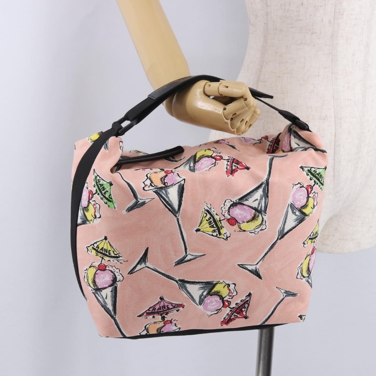 Chanel Ice Cream Sundae Printed Canvas Pink Canvas Shoulder Bag Bag (Pre-Owned)
