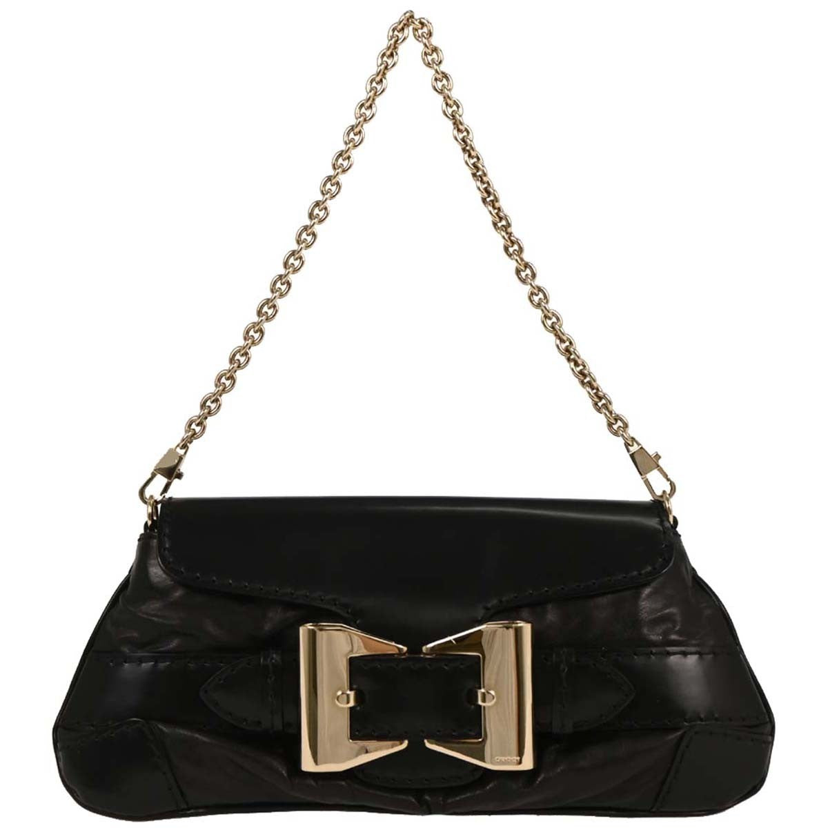 Gucci Vintage Leather Black Leather Handbag (Pre-Owned)