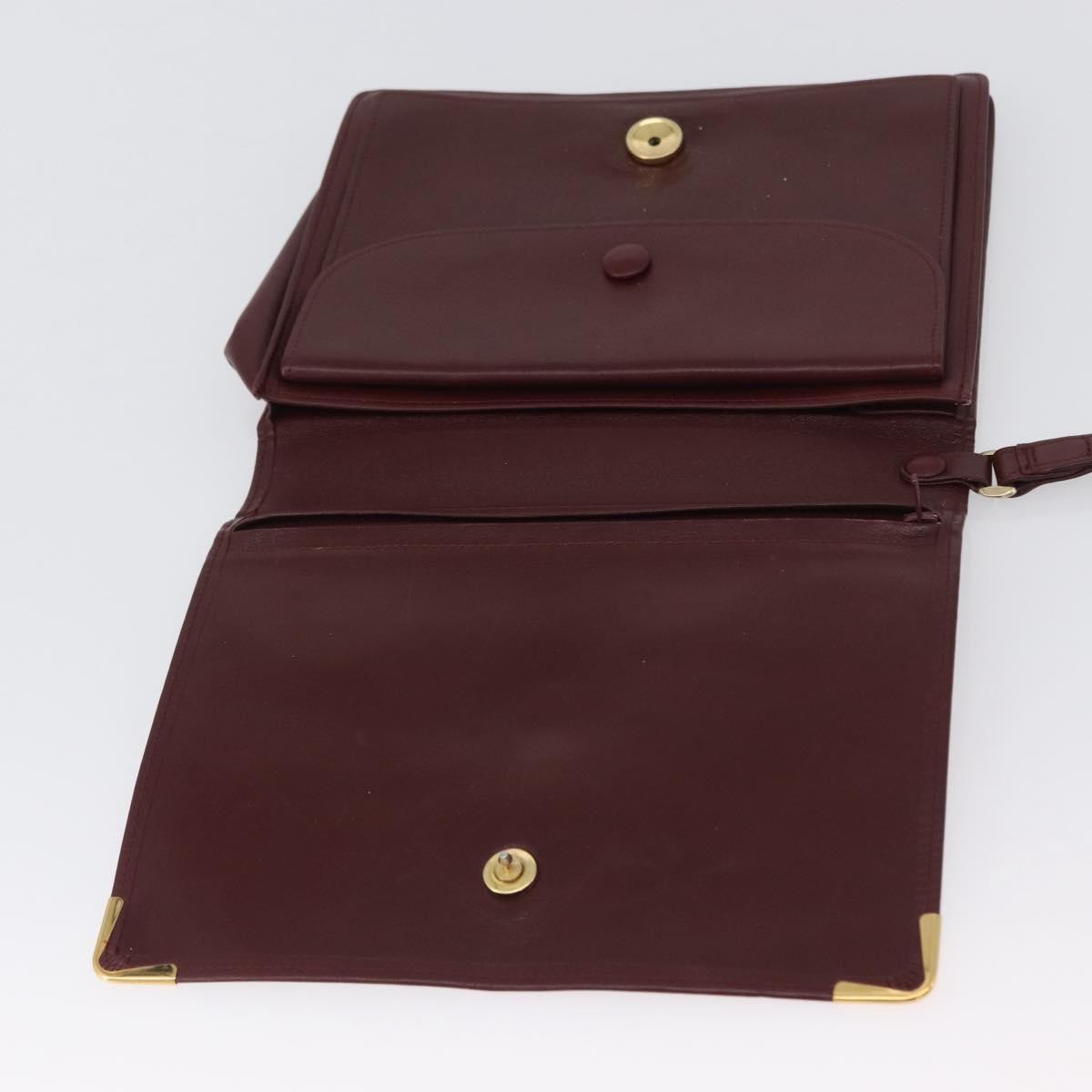 Cartier Must De Cartier Clutch Leather Burgundy Leather Clutche & Pouche Bag (Pre-Owned)