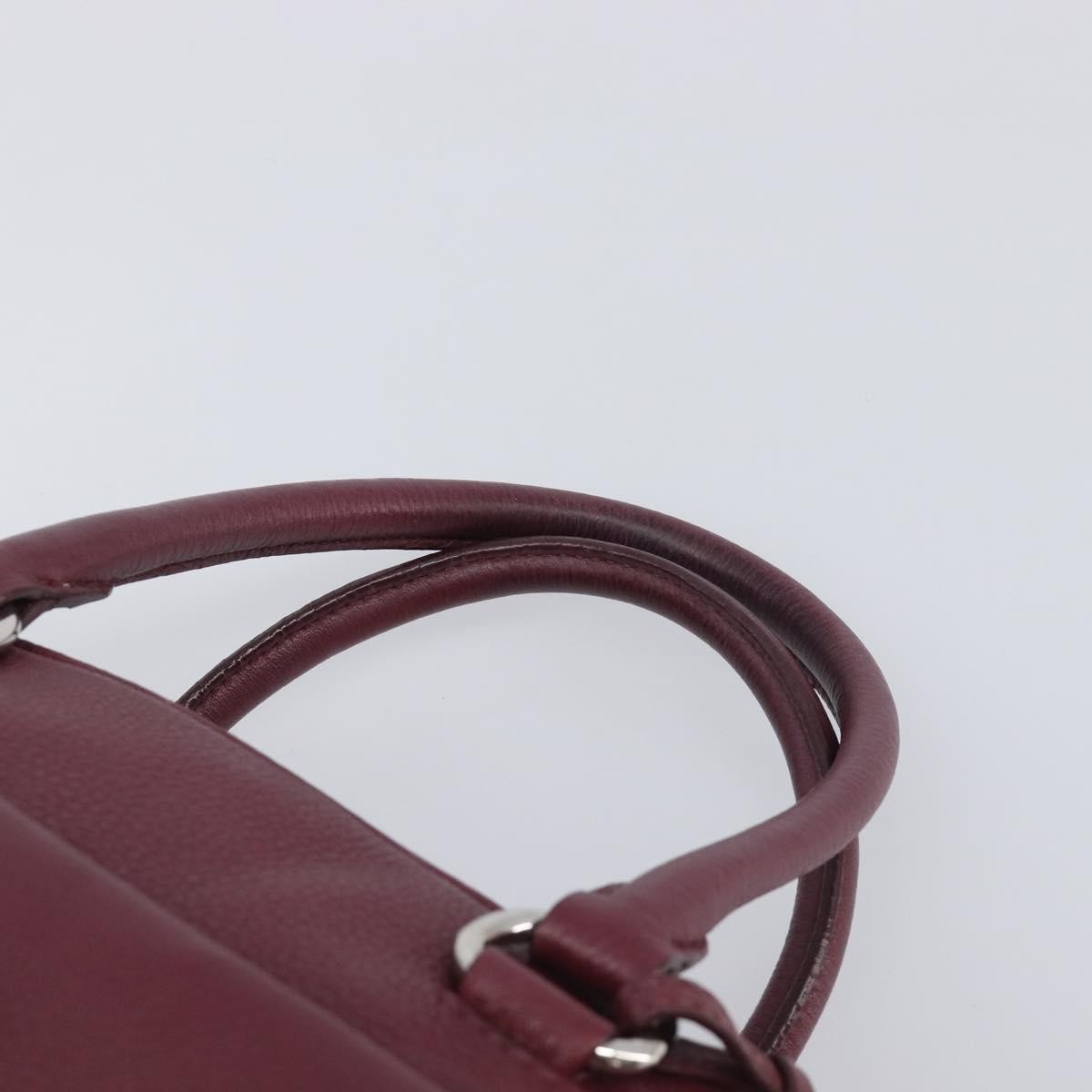 Prada Front Pocket Pushlock Convertible Boston Vitello Daino Burgundy Leather Handbag (Pre-Owned)