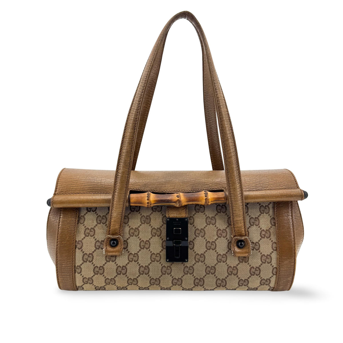 Gucci Bamboo Bullet Gg Canvas Brown Canvas Handbag (Pre-Owned)