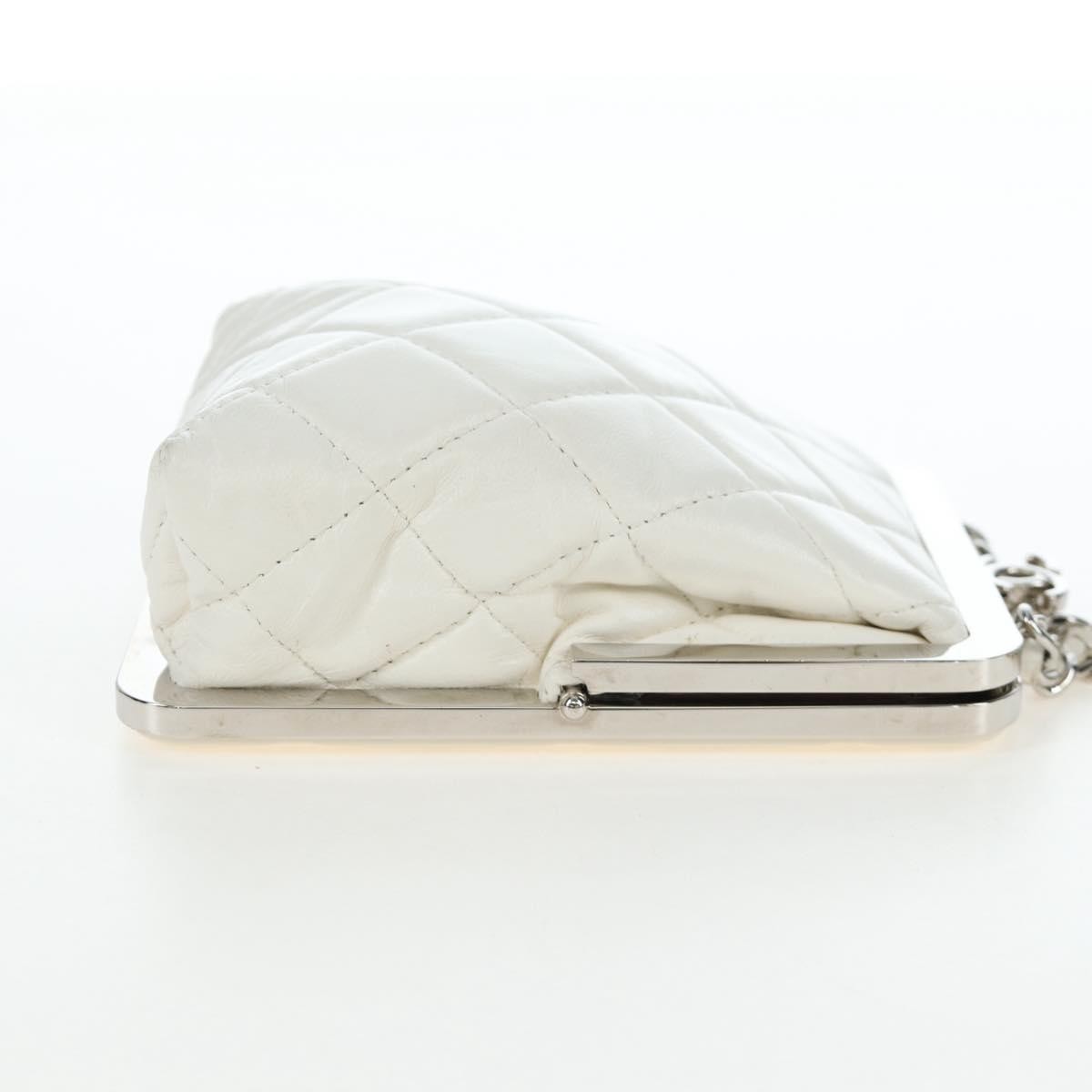 Chanel Cc Frame Clutch With Chain Quilted Lambskin And Plexiglass White Leather Clutche & Pouche Bag (Pre-Owned)