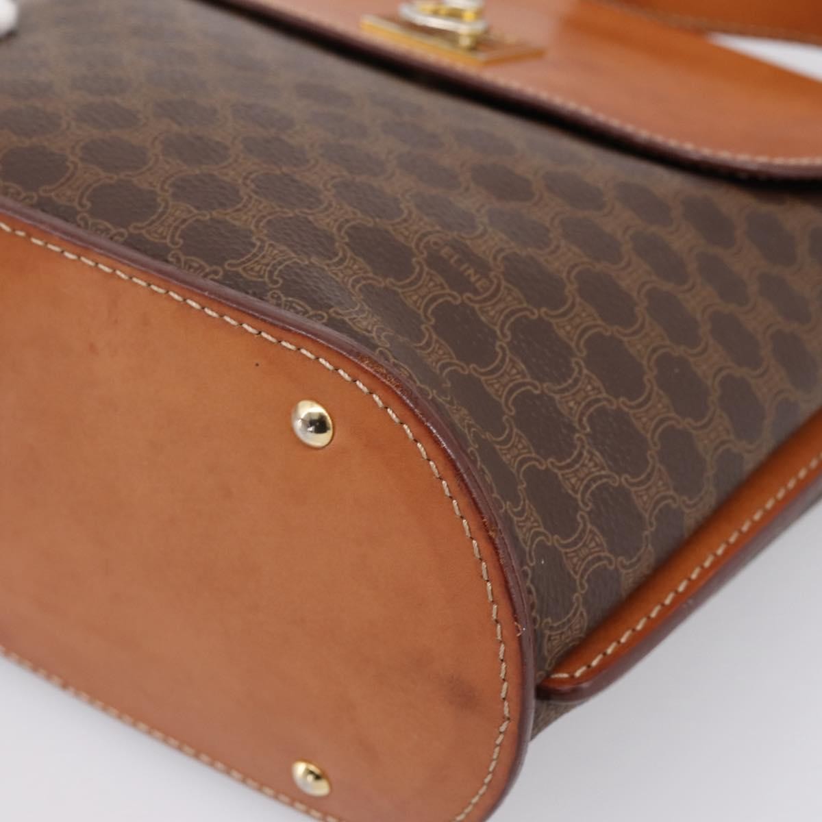 Celine Macadam Leather Brown Canvas Shoulder Bag Bag (Pre-Owned)