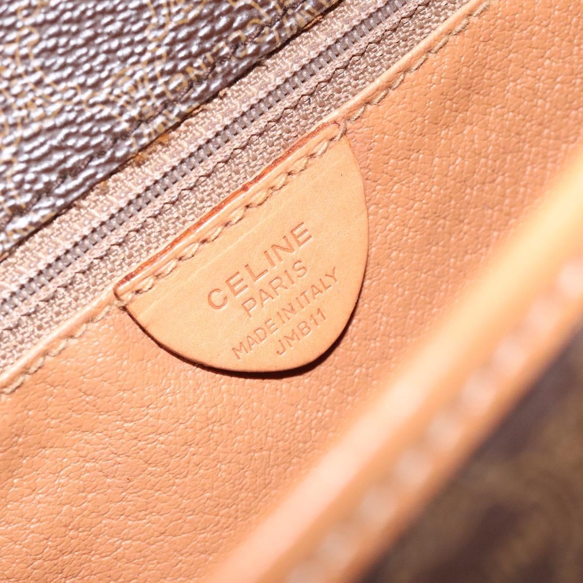 Celine Vintage Macadam Circle Logo Canvas And Leather Brown Canvas Shoulder Bag Bag (Pre-Owned)