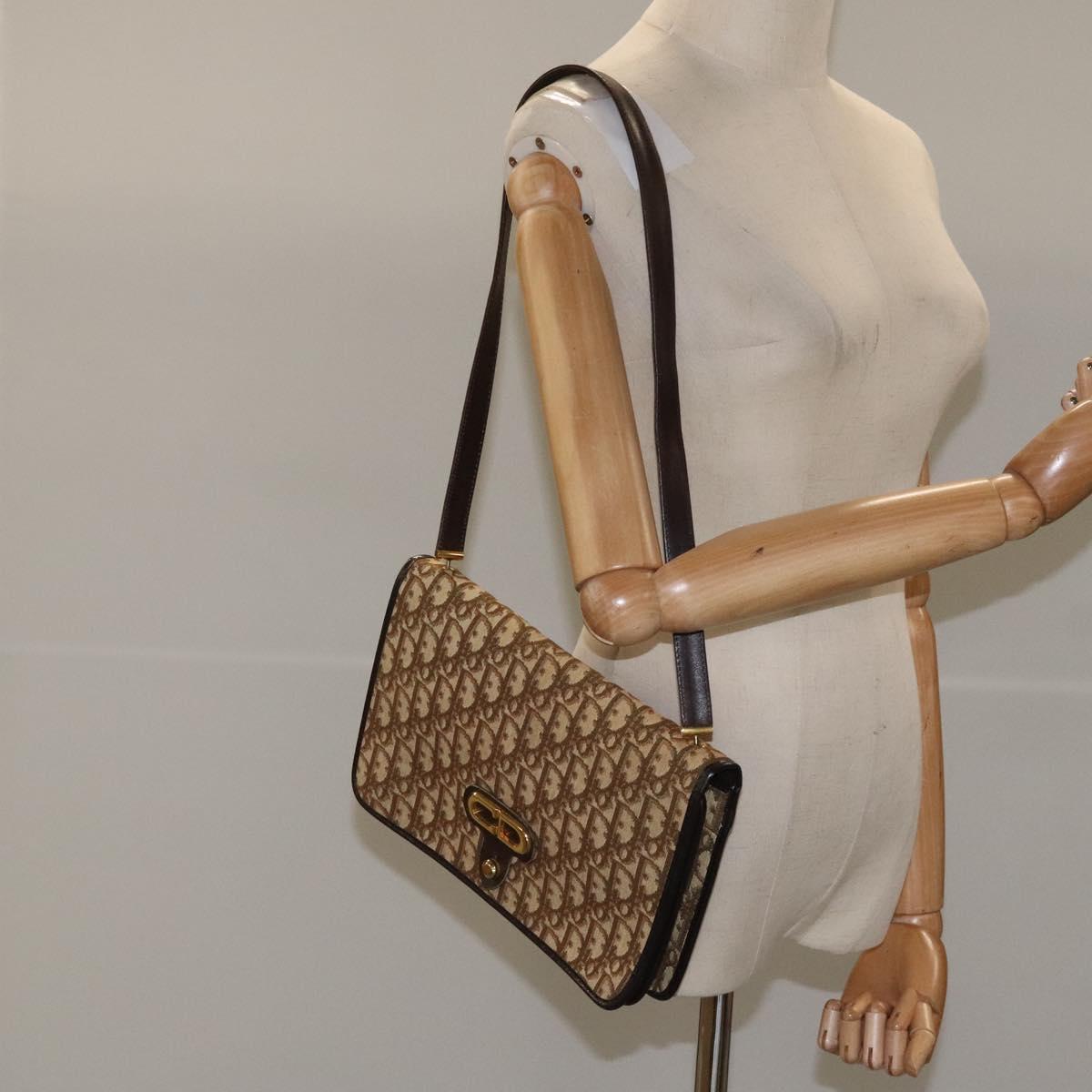 Dior Trotteur Brown Canvas Shoulder Bag (Pre-Owned)