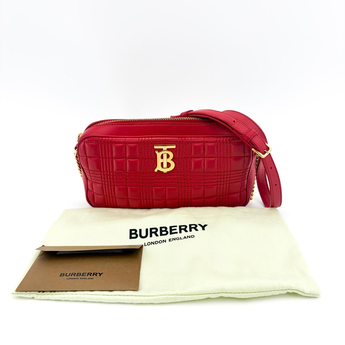 Burberry Tb Camera Quilted Leather Gold Leather Shoulder Bag Bag (Pre-Owned)