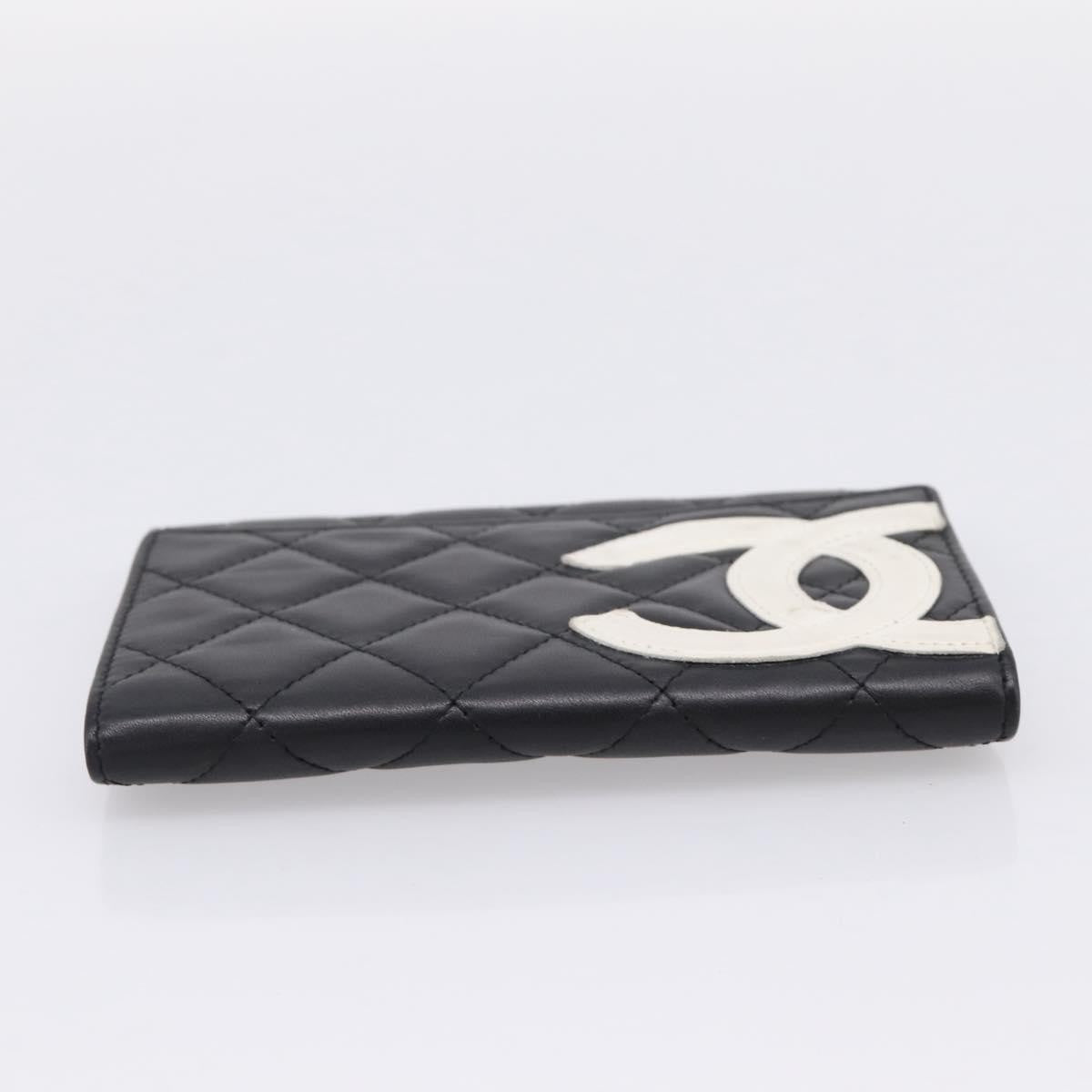 Chanel Cambon Flap Card Case Quilted Lambskin Black Leather Card Holders Accessory (Pre-Owned)