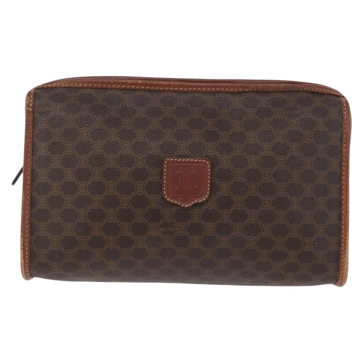 Celine Macadam Pochette Canvas And Leather Brown Canvas Clutche & Pouche Bag (Pre-Owned)