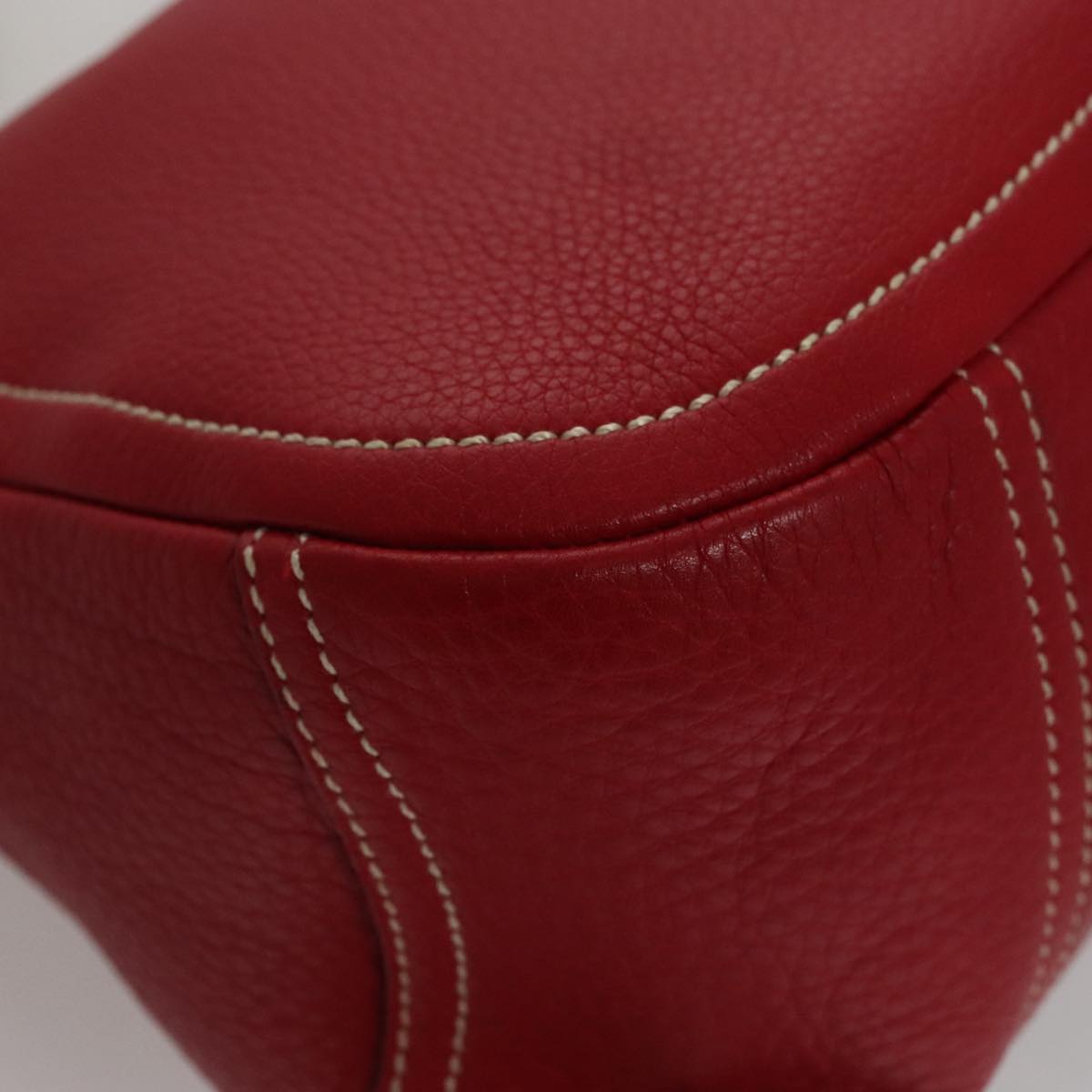 Prada Triangle Logo Red Leather Shoulder Bag (Pre-Owned)