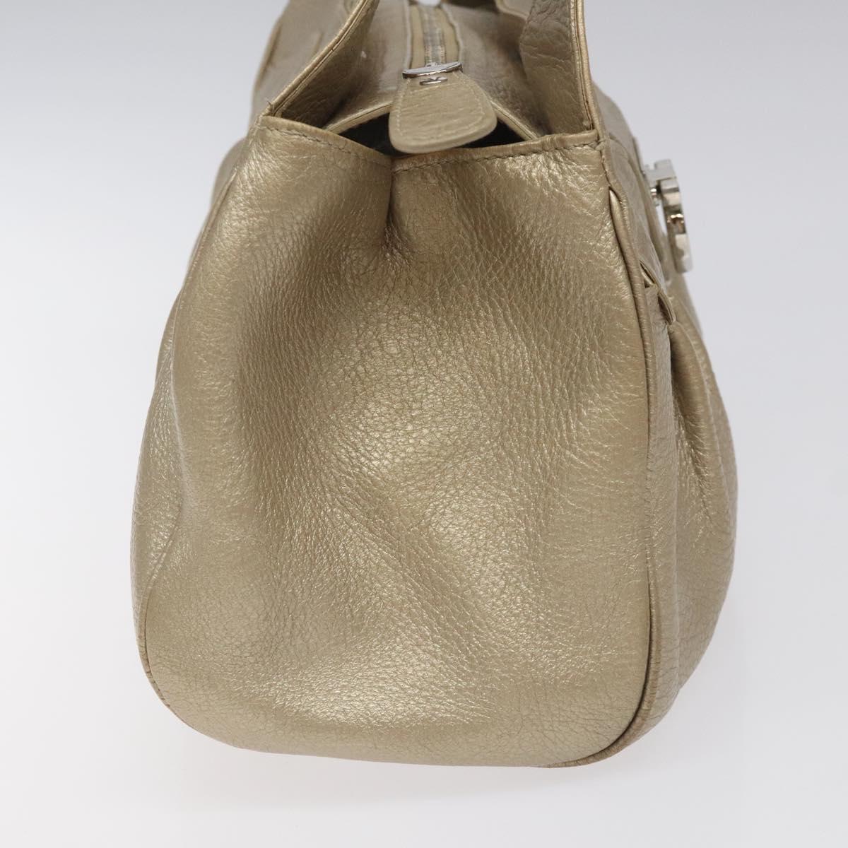 Salvatore Ferragamo Gancini Gold Leather Handbag (Pre-Owned)