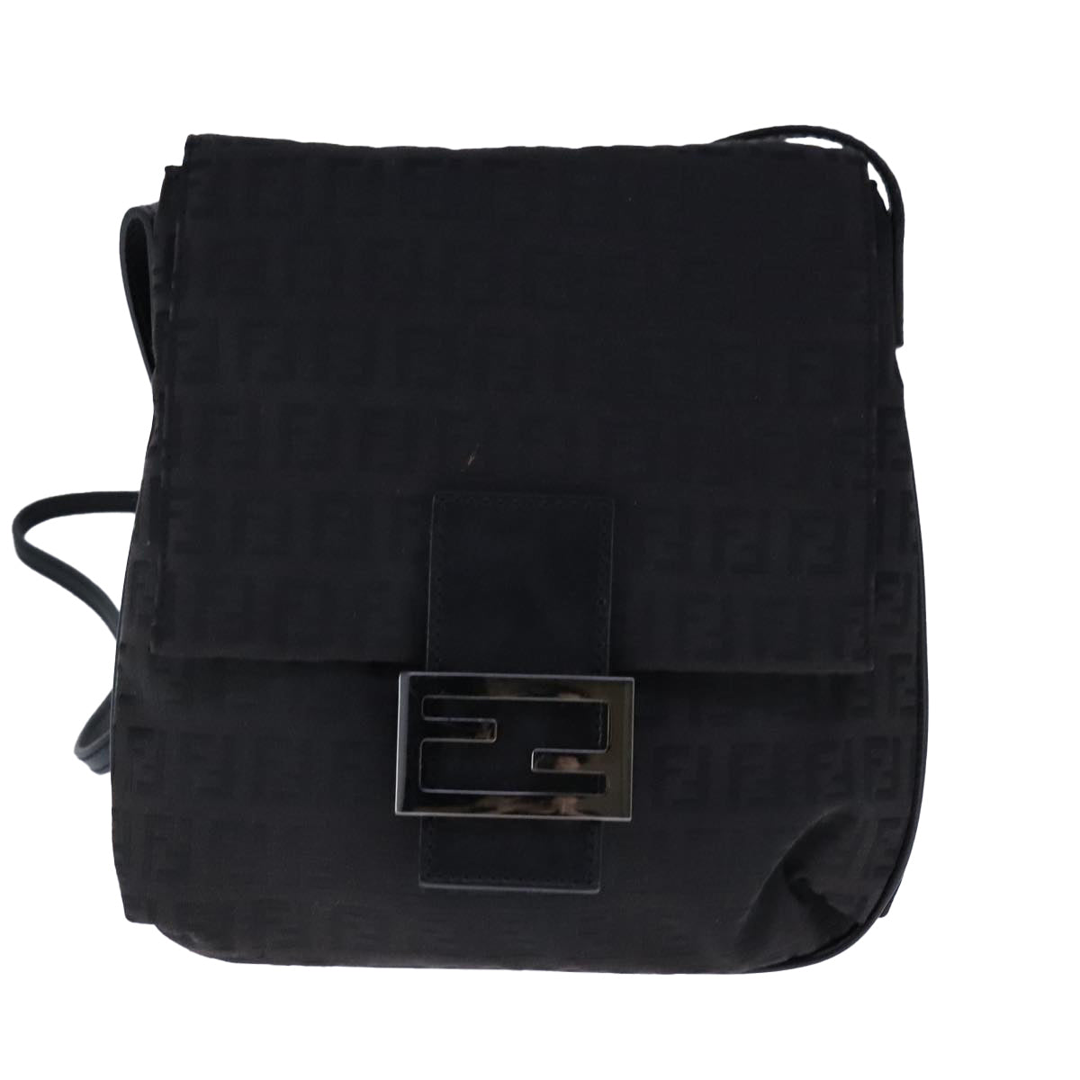 Fendi Mamma Baguette Black Canvas Shoulder Bag (Pre-Owned)