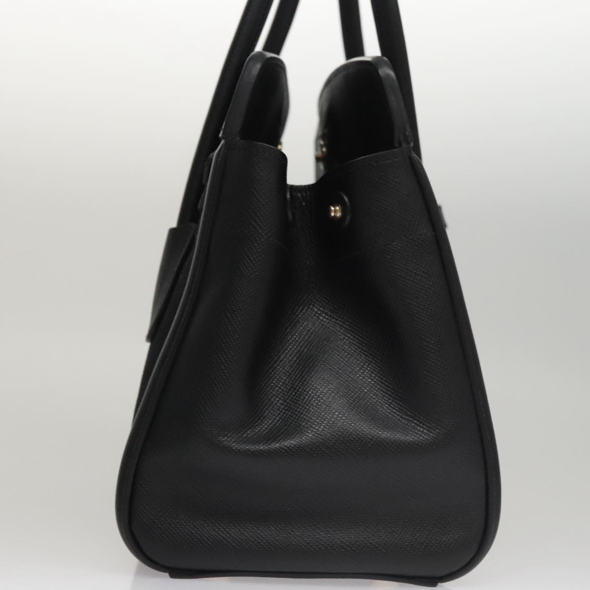 Prada Canapa Black Leather Handbag (Pre-Owned)