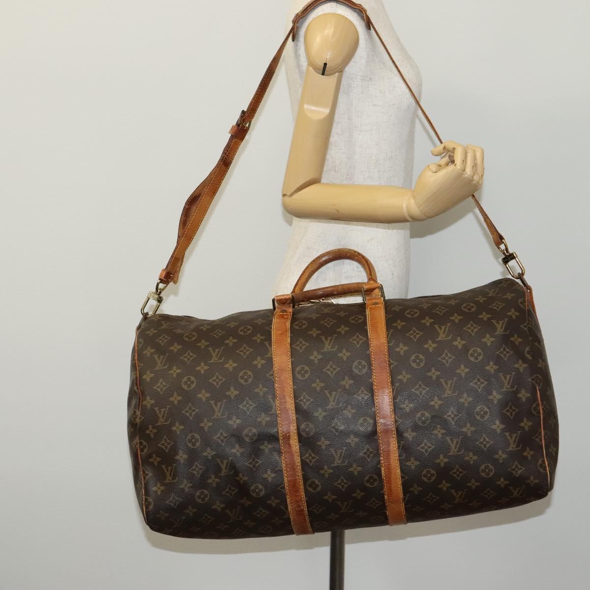 Louis Vuitton Keepall Bandouliere 55 Brown Canvas Travel Bag (Pre-Owned)