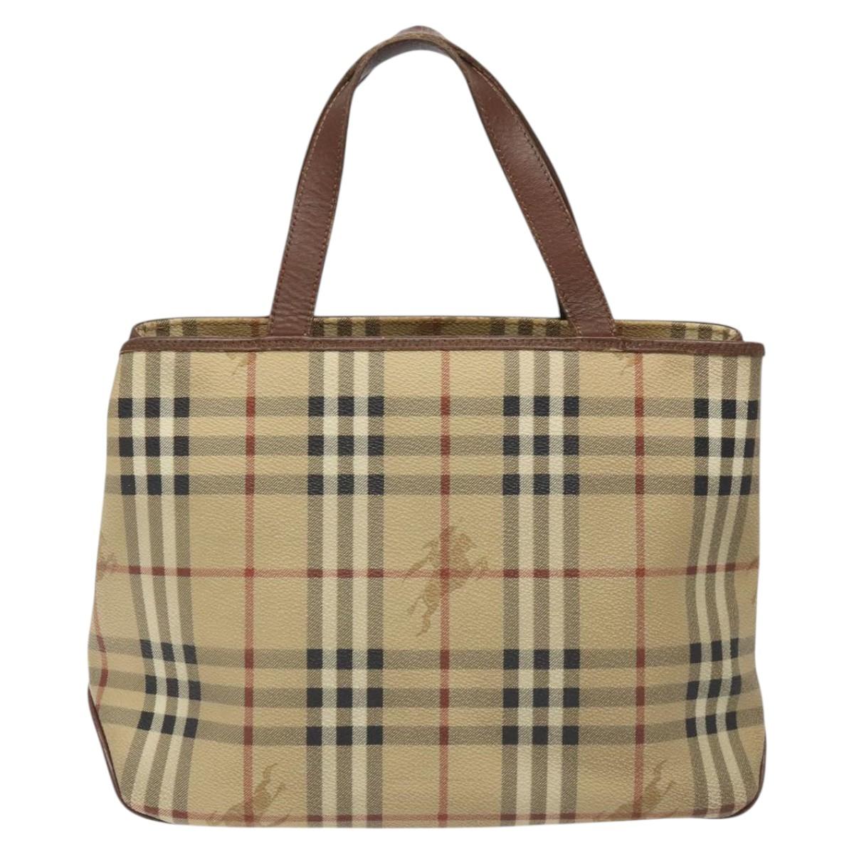 Burberry Haymarket Beige Canvas Handbag (Pre-Owned)