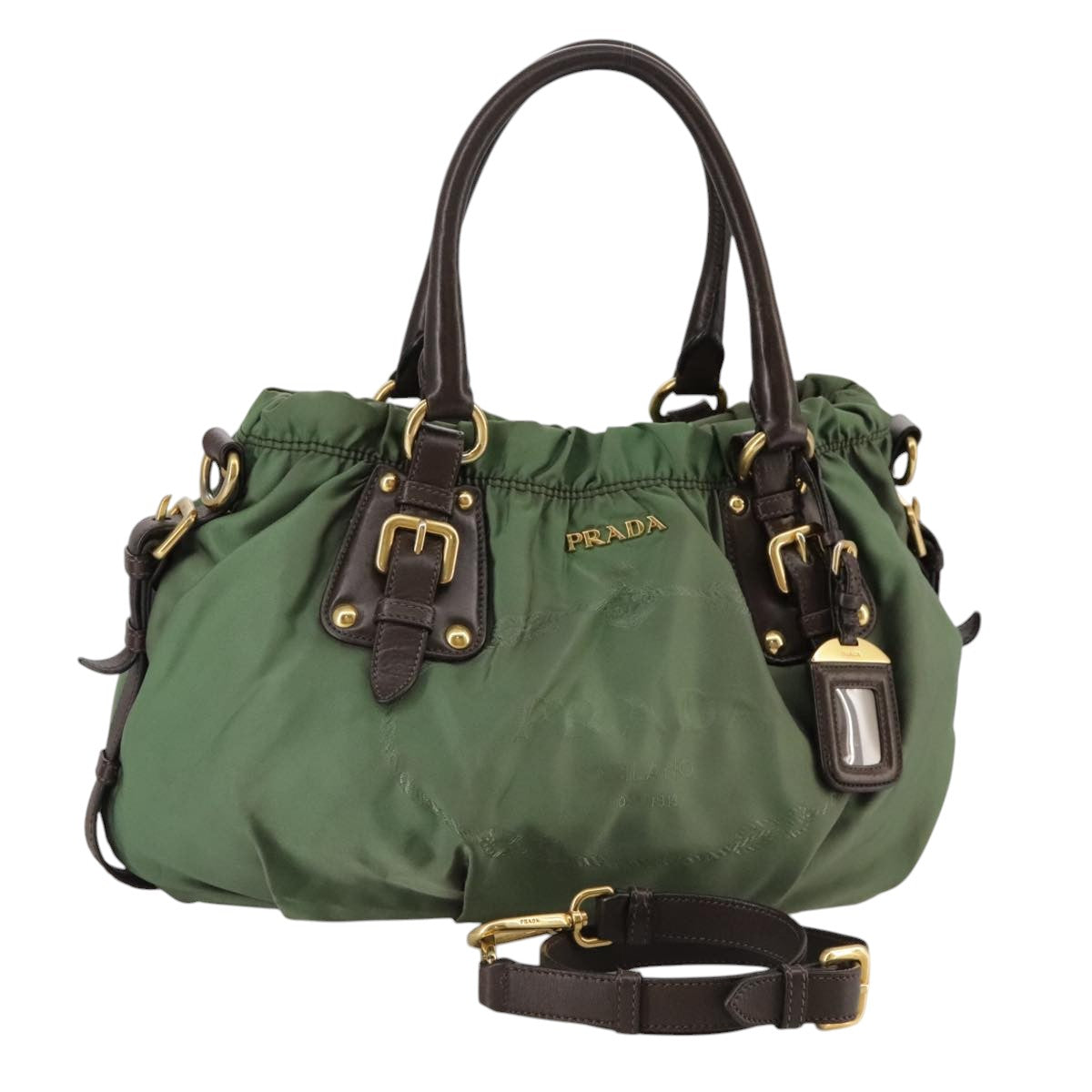 Prada Tessuto Green Synthetic Tote Bag (Pre-Owned)