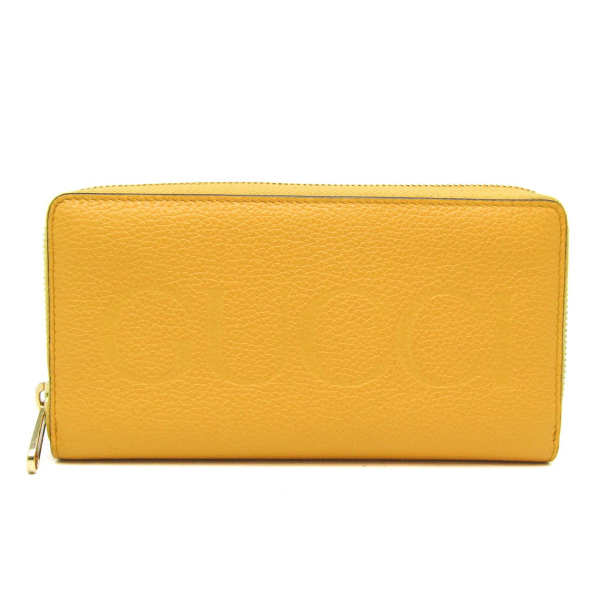 Gucci Logo Yellow Leather Wallet (Pre-Owned)