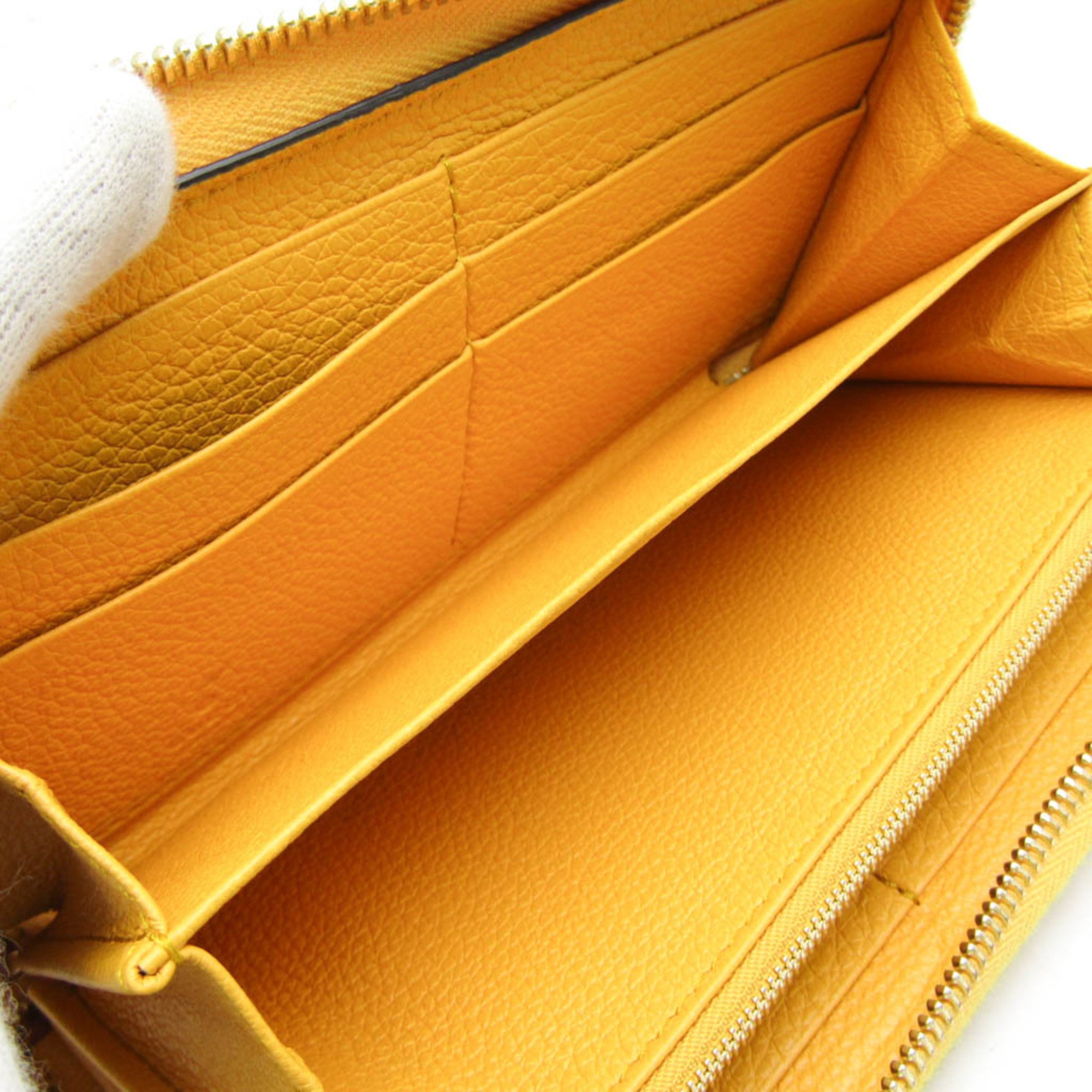 Gucci Logo Yellow Leather Wallet (Pre-Owned)