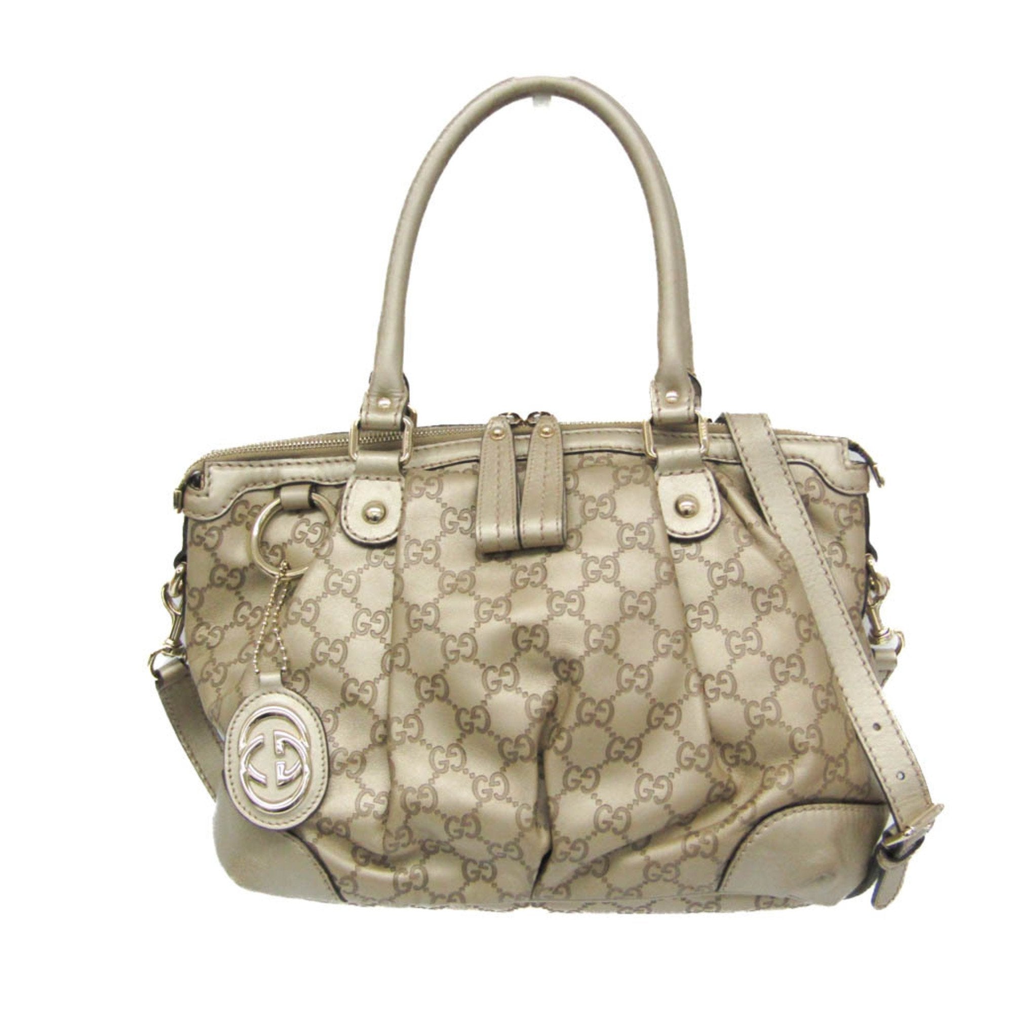 Gucci Sukey Beige Canvas Handbag (Pre-Owned)