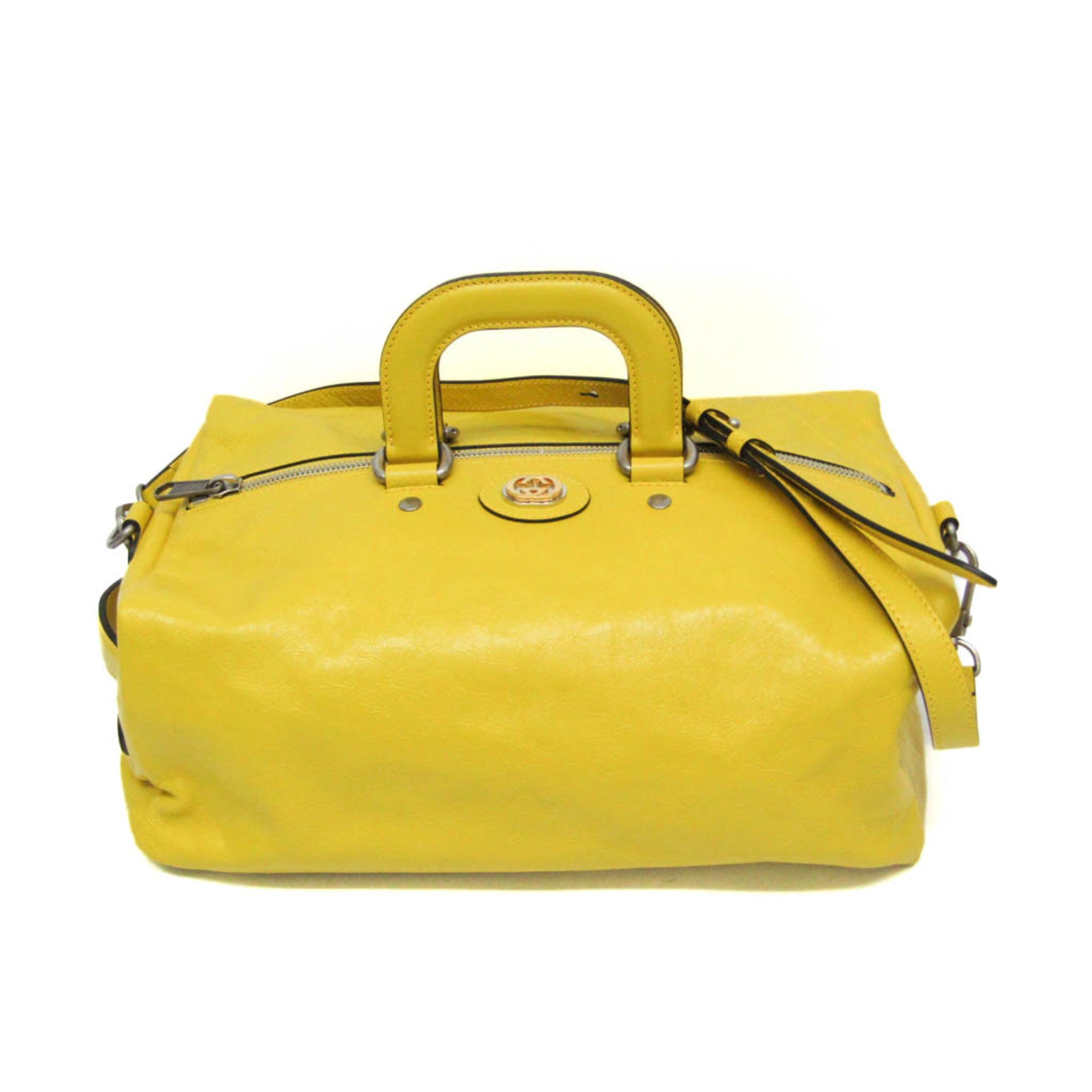 Gucci Interlocking Yellow Leather Handbag (Pre-Owned)