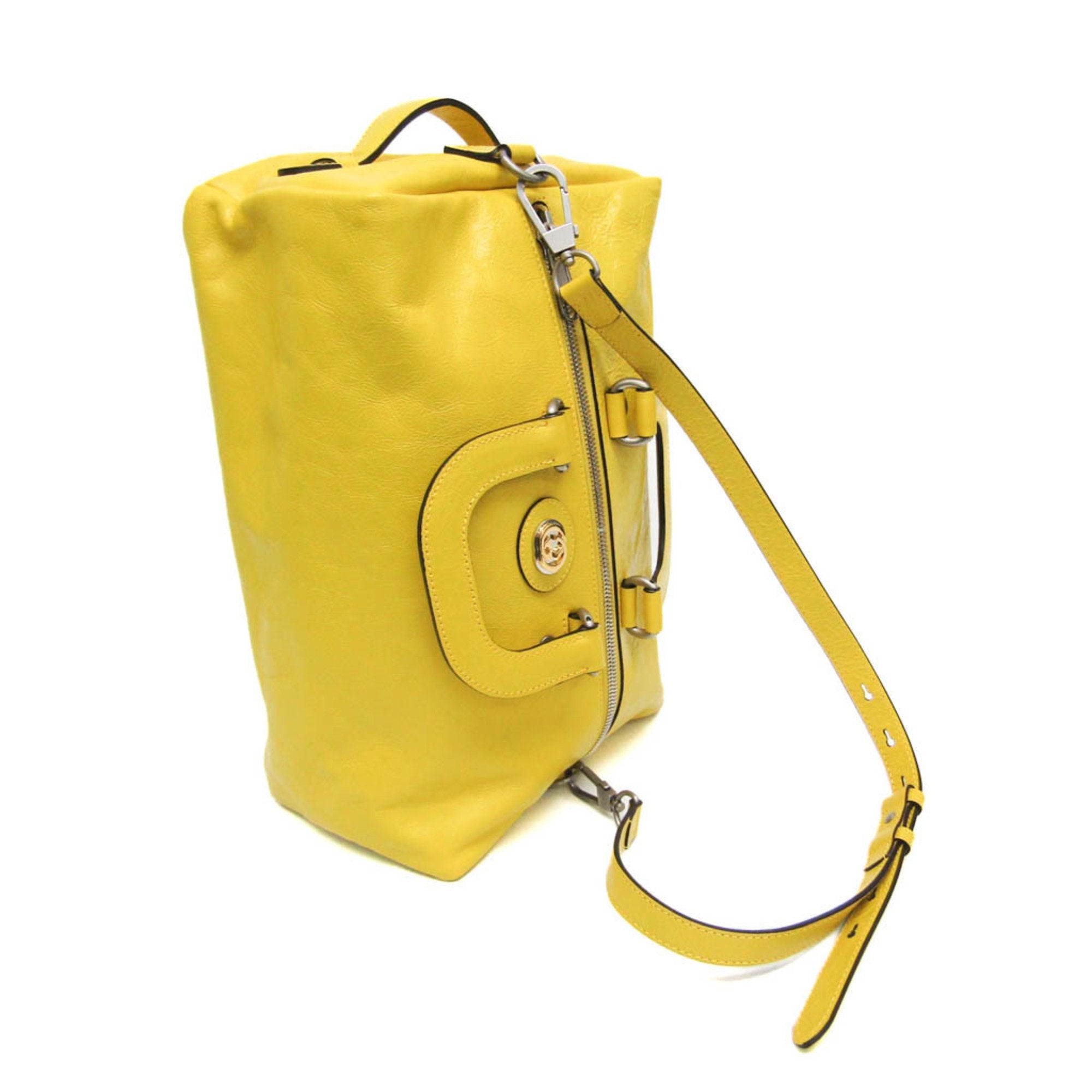 Gucci Interlocking Yellow Leather Handbag (Pre-Owned)