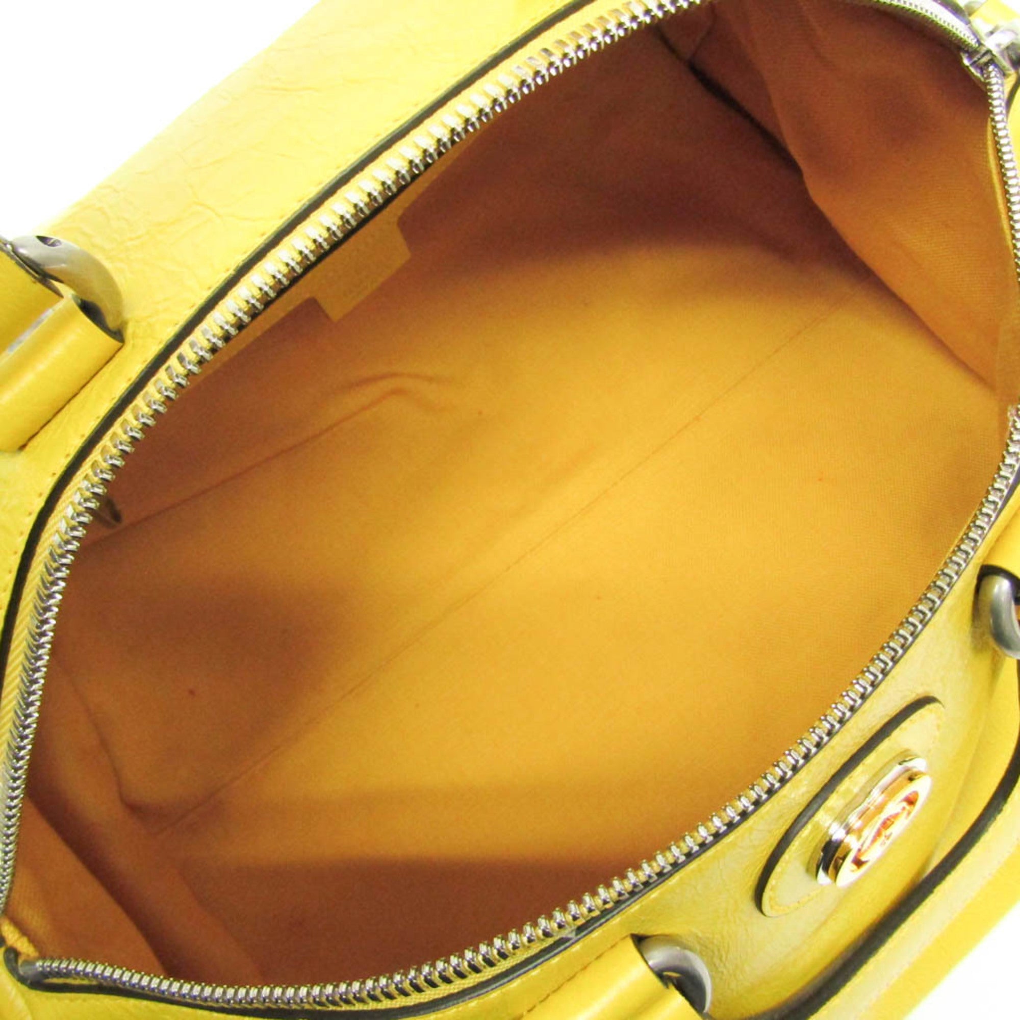 Gucci Interlocking Yellow Leather Handbag (Pre-Owned)