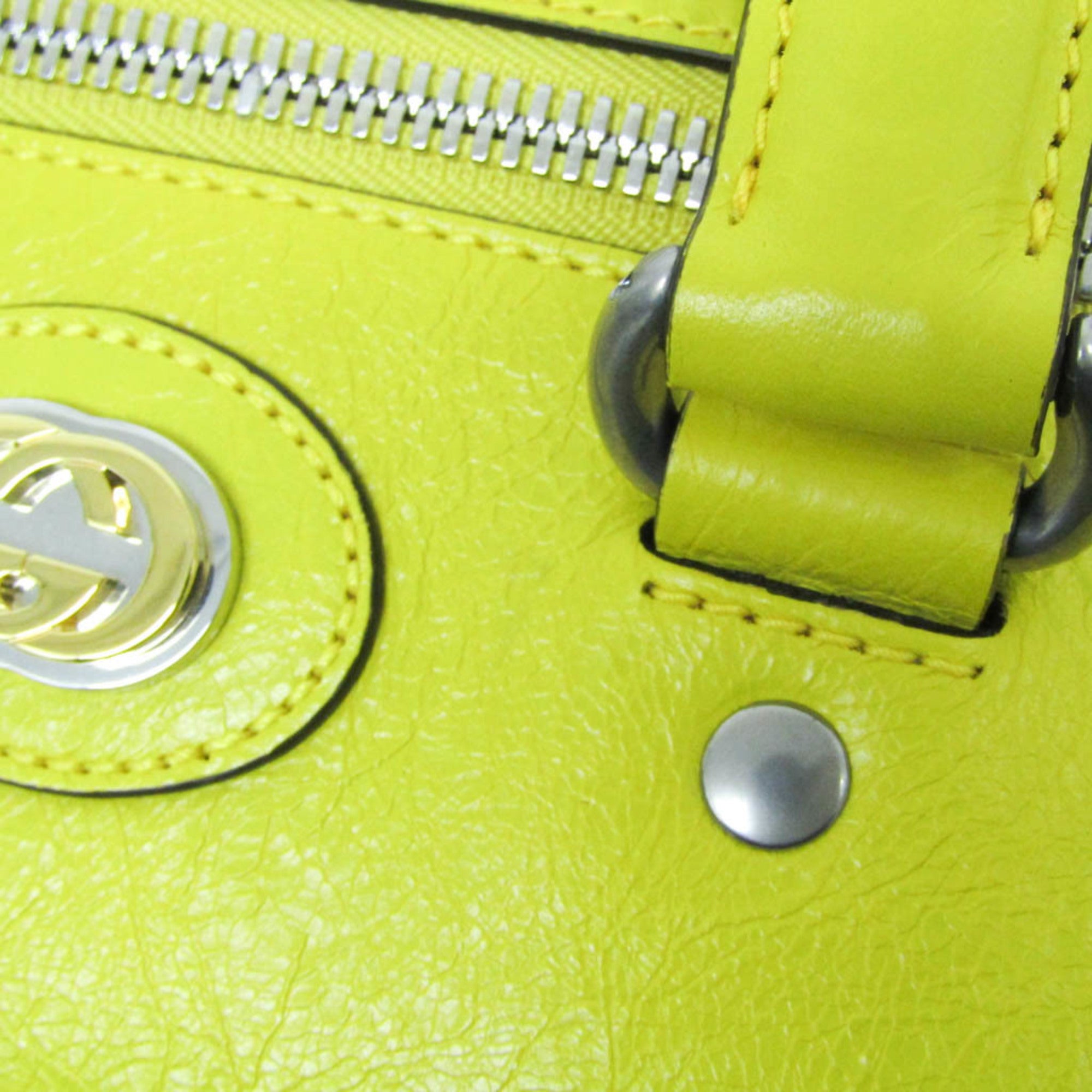 Gucci Interlocking Yellow Leather Handbag (Pre-Owned)