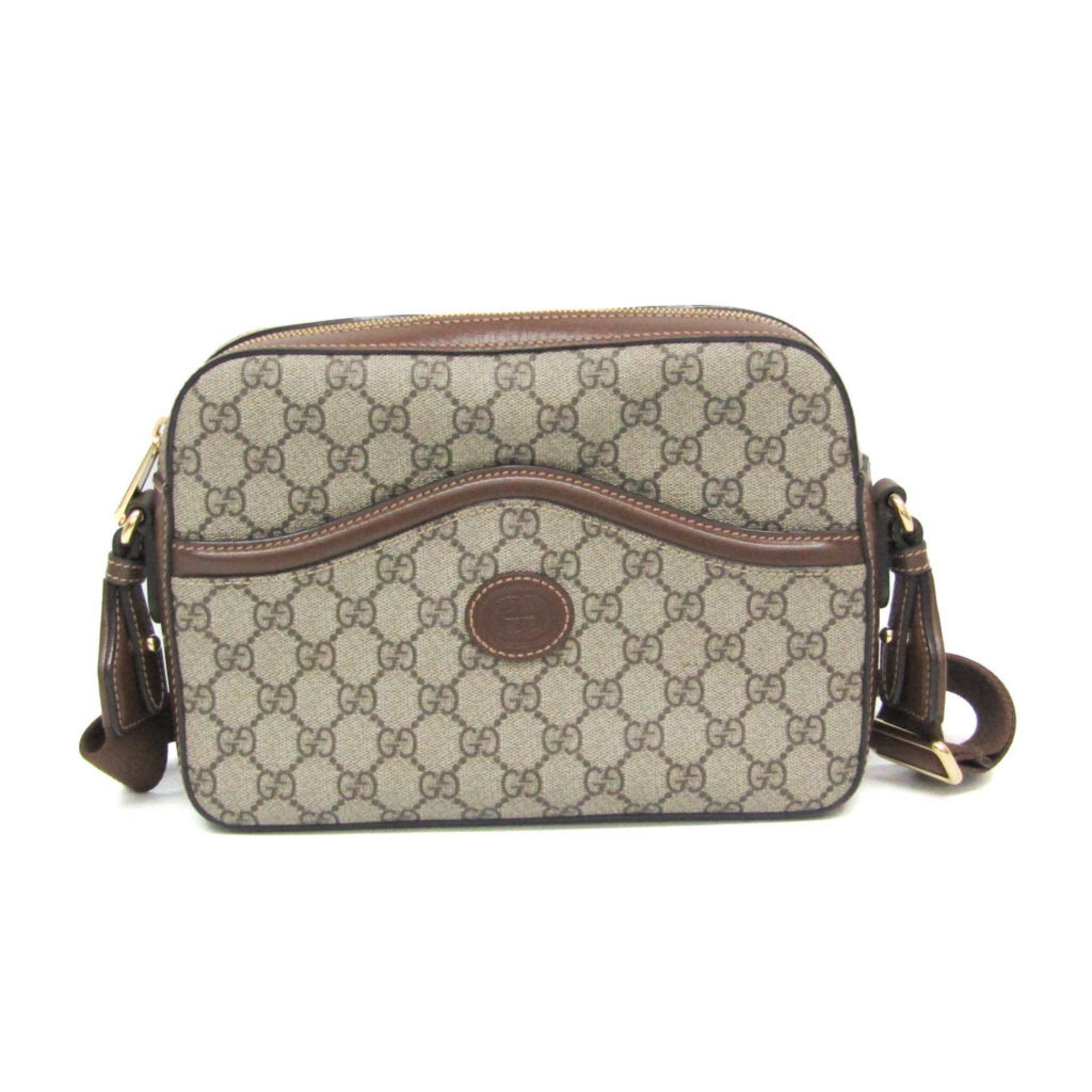 Gucci Interlocking Beige Canvas Shoulder Bag (Pre-Owned)