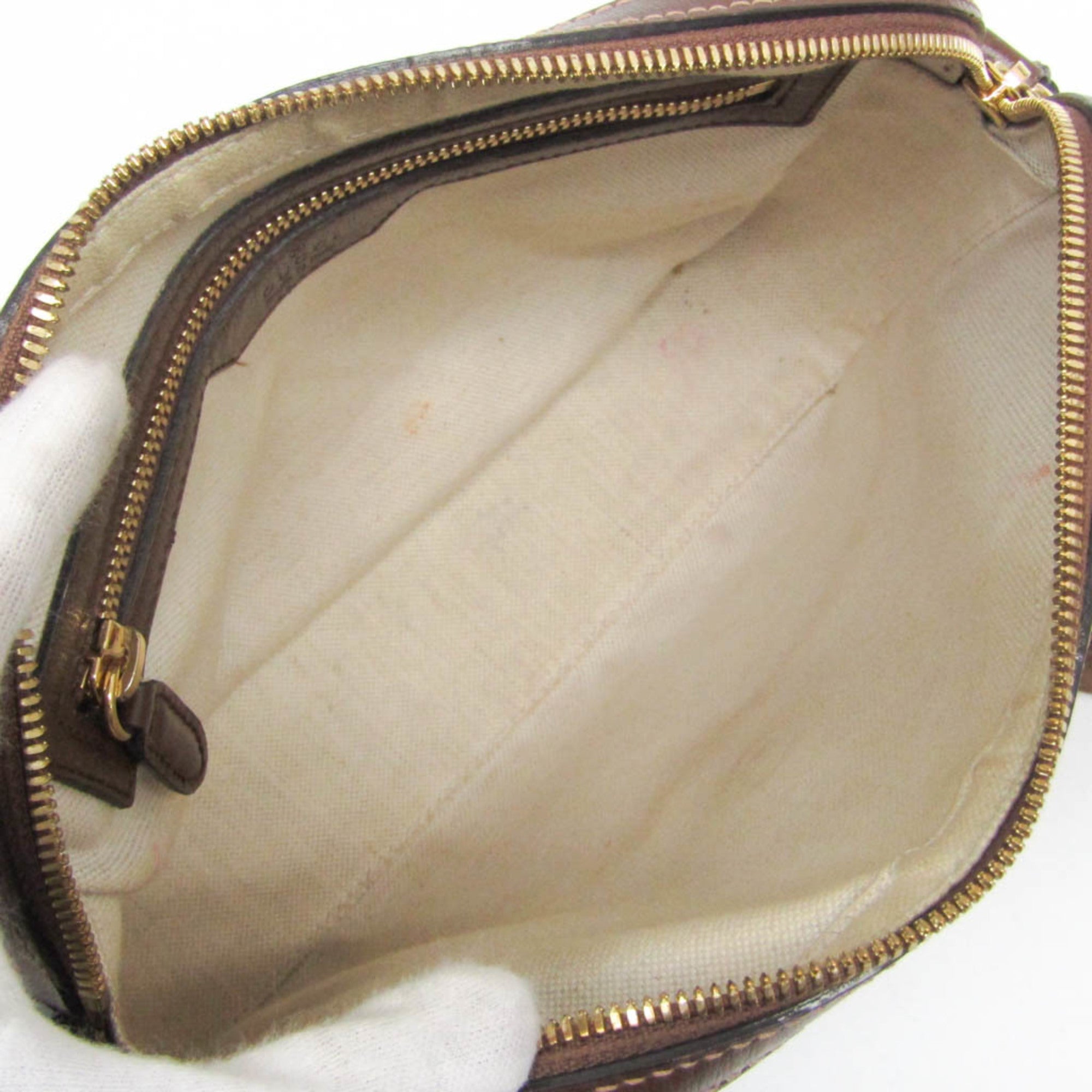 Gucci Interlocking Beige Canvas Shoulder Bag (Pre-Owned)