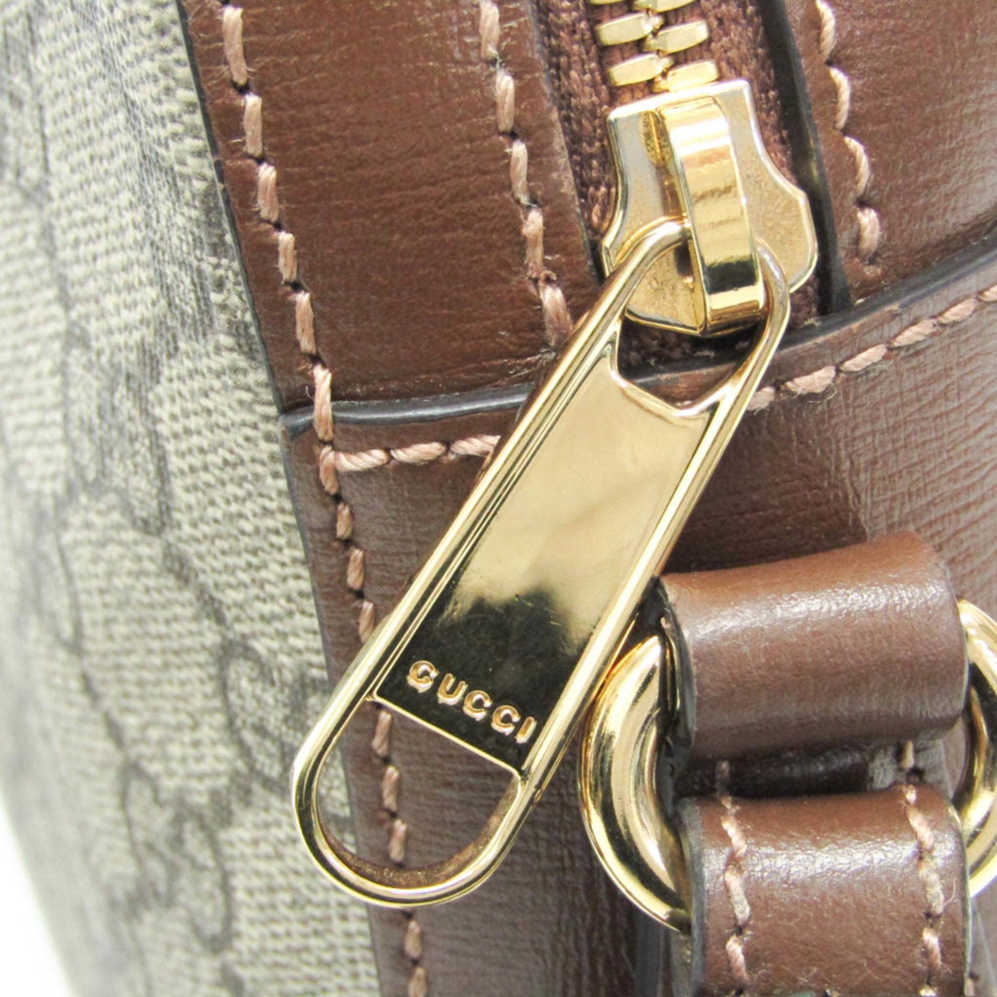 Gucci Interlocking Beige Canvas Shoulder Bag (Pre-Owned)
