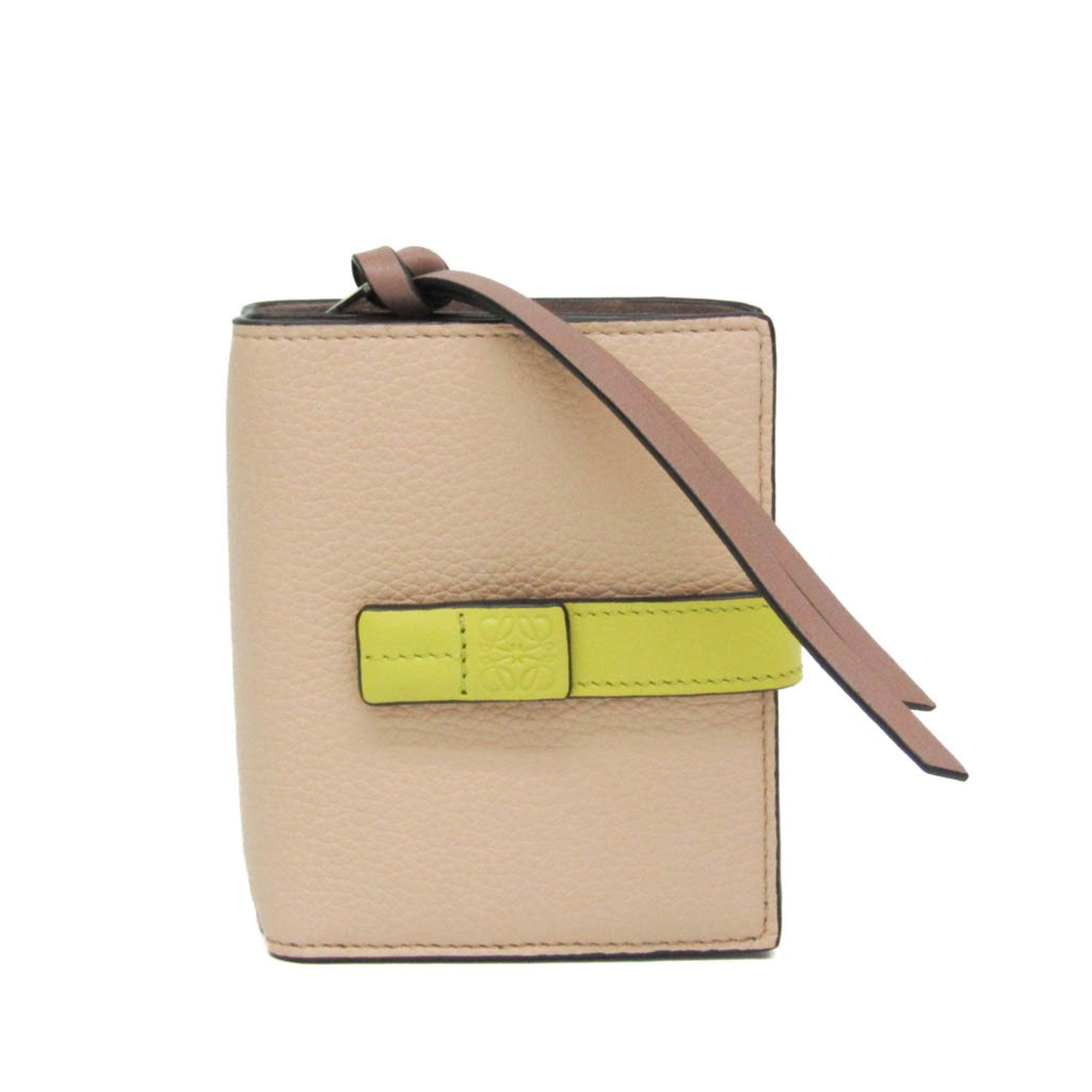Loewe Compact Zip Wallet Beige Leather Wallet (Pre-Owned)