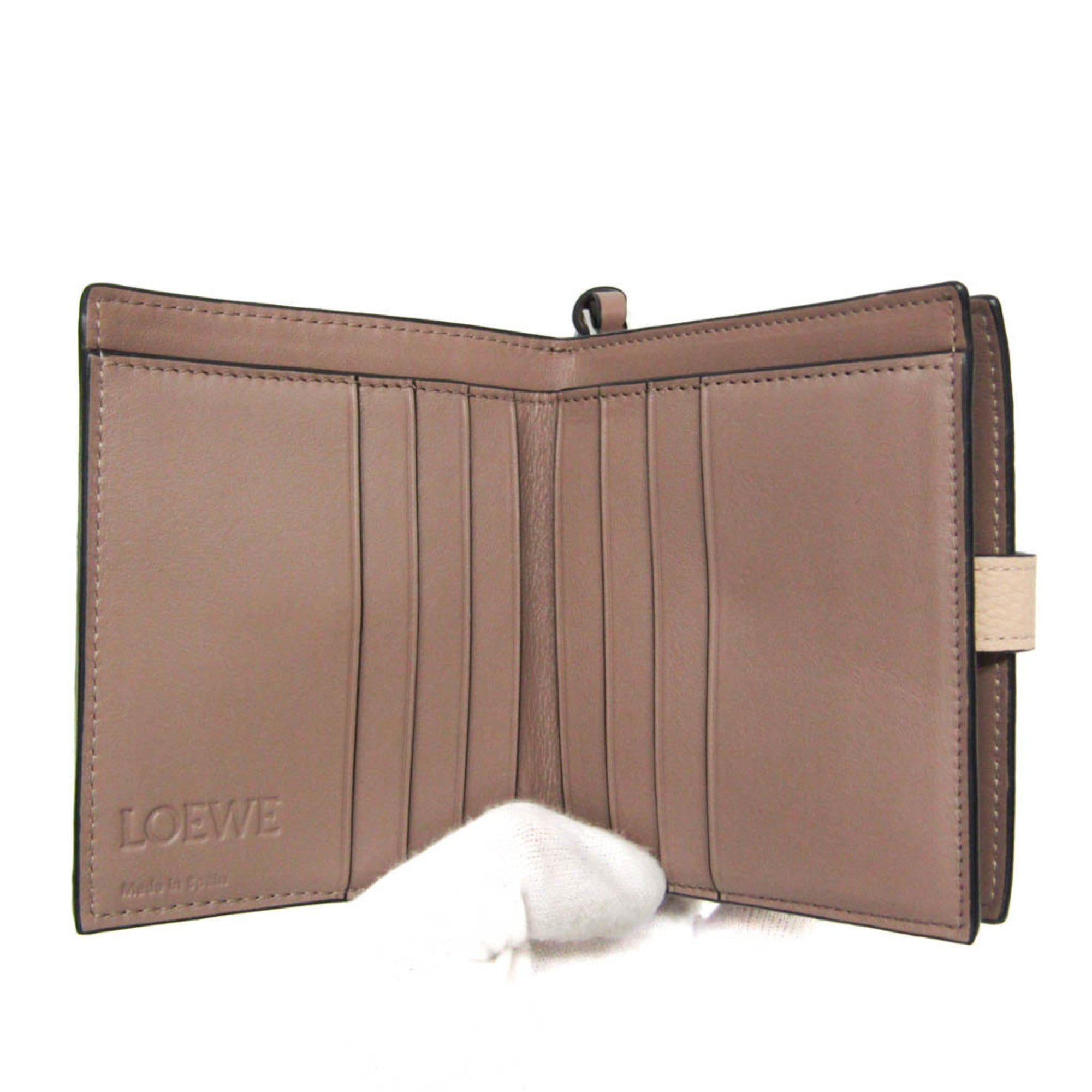 Loewe Compact Zip Wallet Beige Leather Wallet (Pre-Owned)