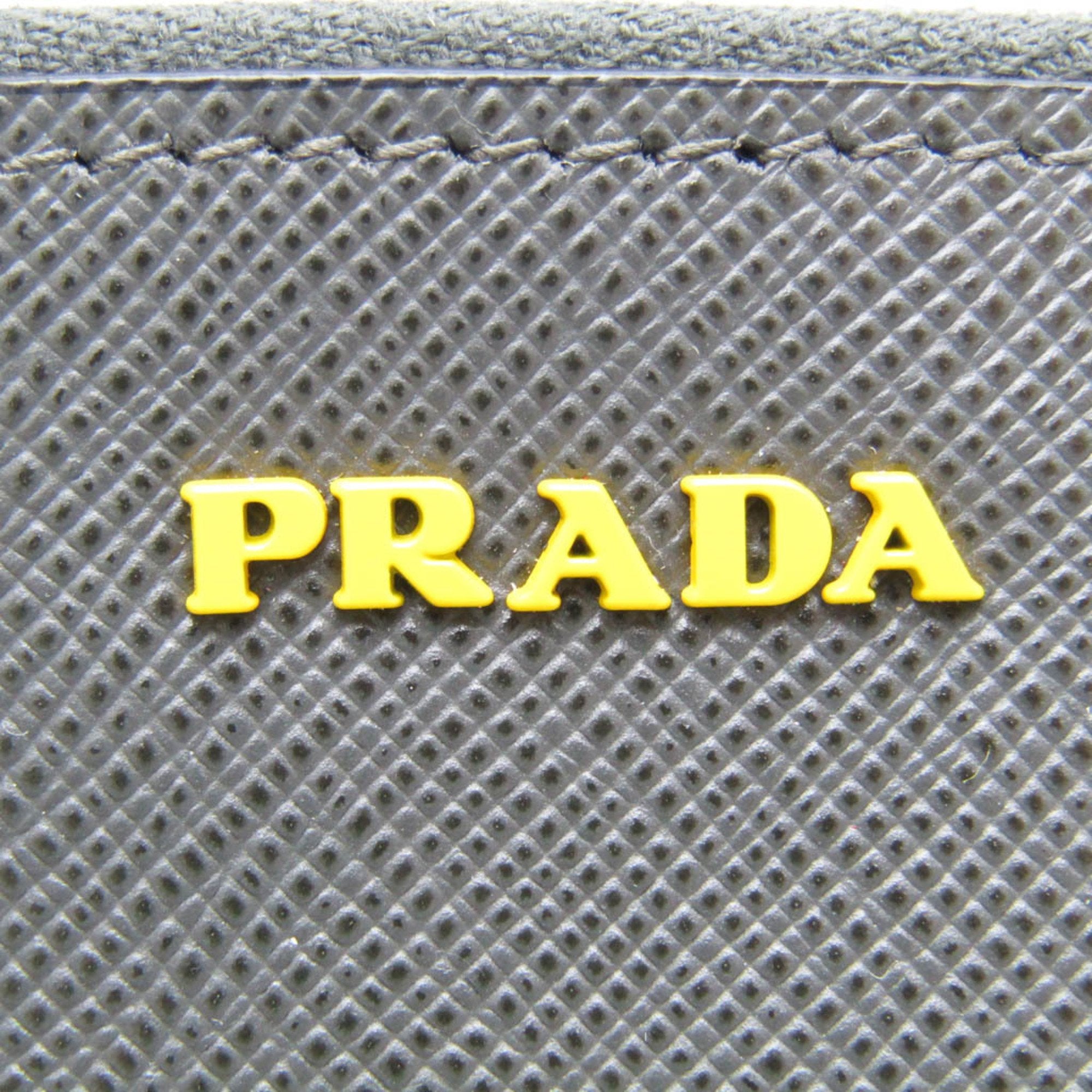 Prada Saffiano Black Leather Bag Jewelry (Pre-Owned)
