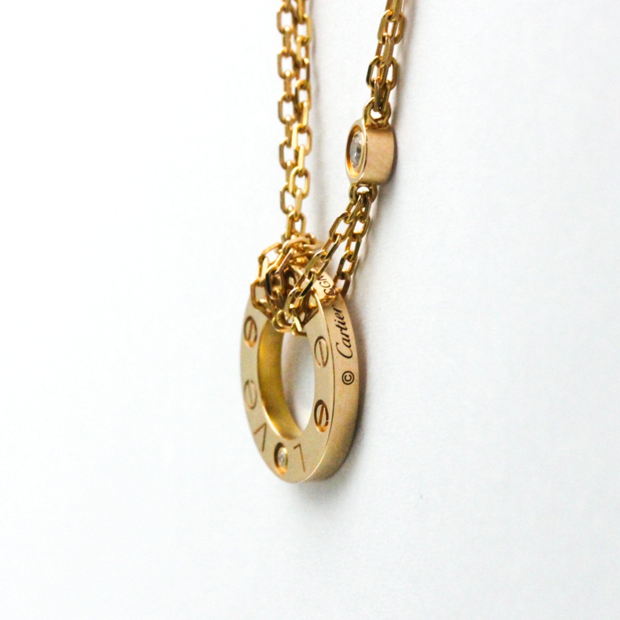 Cartier Love Gold Rose Gold Necklace Jewelry (Pre-Owned)